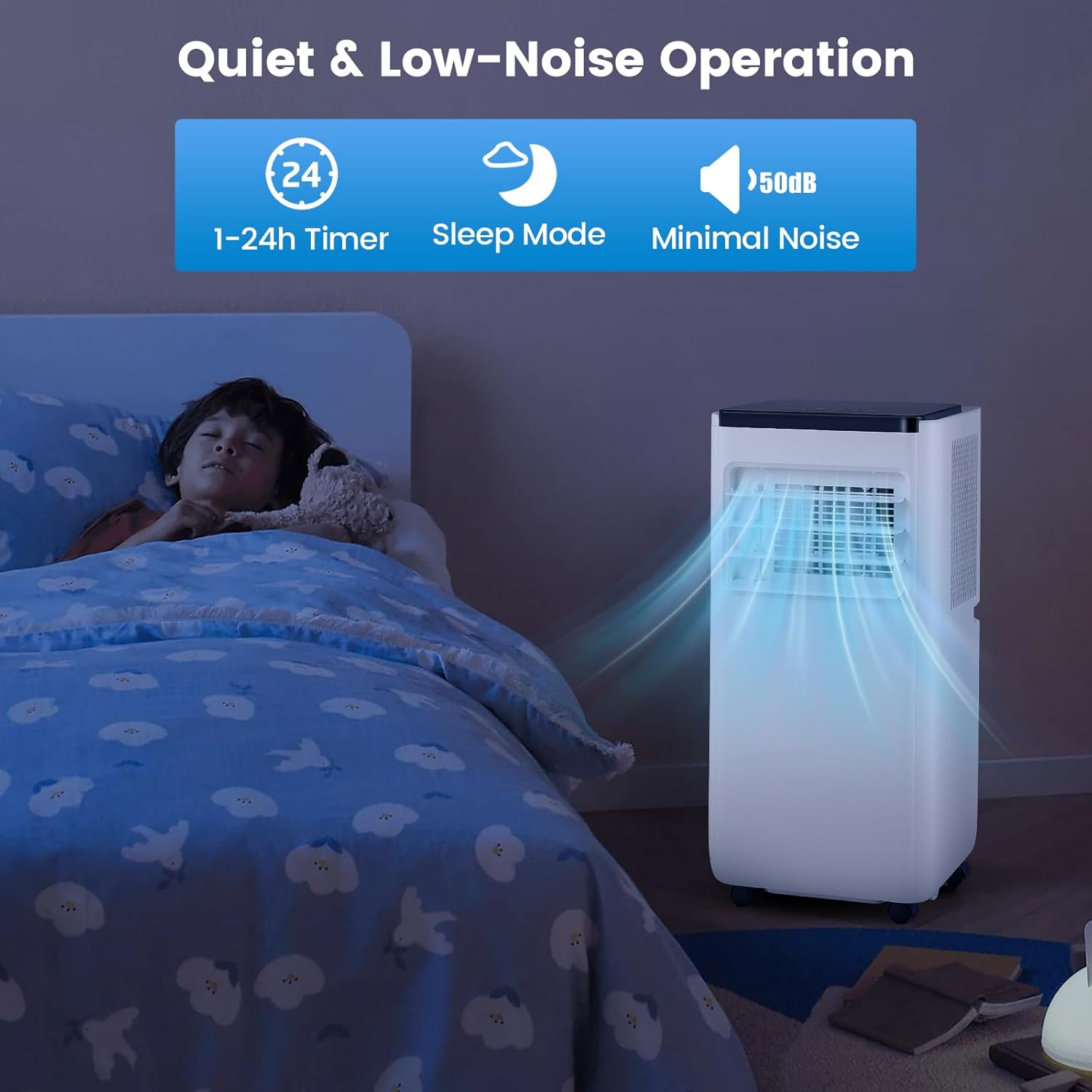 ARLIME 8000 BTU Portable Air Conditioner, Portable Air Cooler w/Remote Control, LED Display, Installation Window Kit, Casters, 1-24H Timer, Child Lock, AC Unit for Rooms Up to 250 Sq.Ft (8000 BTU)