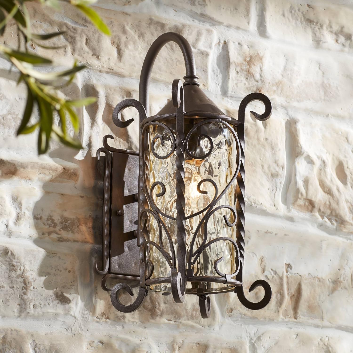 John Timberland Casa Seville Rustic Outdoor Wall Light Fixture Dark Walnut Twists 18 1/2