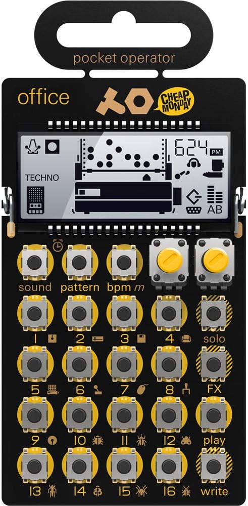 teenage engineering pocket operator PO-24 office, noise percussion drum machine and sequencer, with parameter locks, solo functionality and punch-in effects
