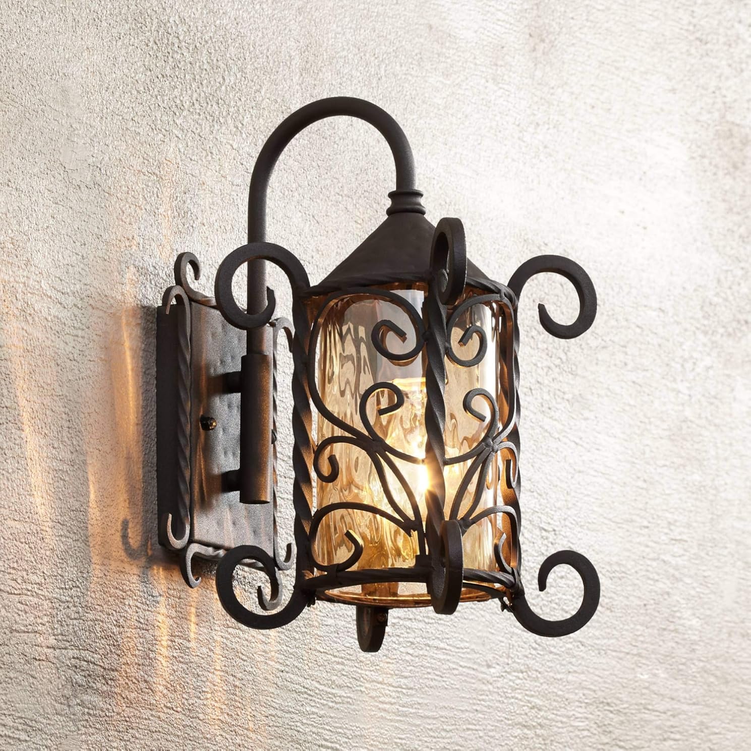 John Timberland Casa Seville Rustic Outdoor Wall Light Fixture Dark Walnut Scroll 13 1/4
