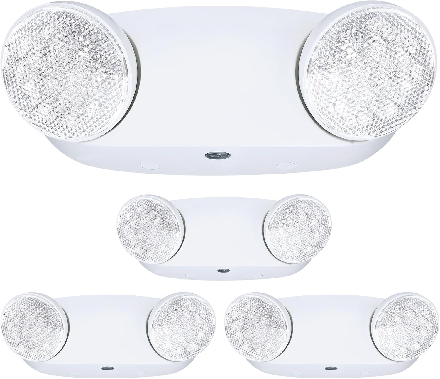 GRUENLICH LED Emergency Light, Exit Lighting Fixtures with 2 LED Bug Eye Heads and Back Up Batteries, UL 924 Qualified, 120/277 Voltage, 4-Pack