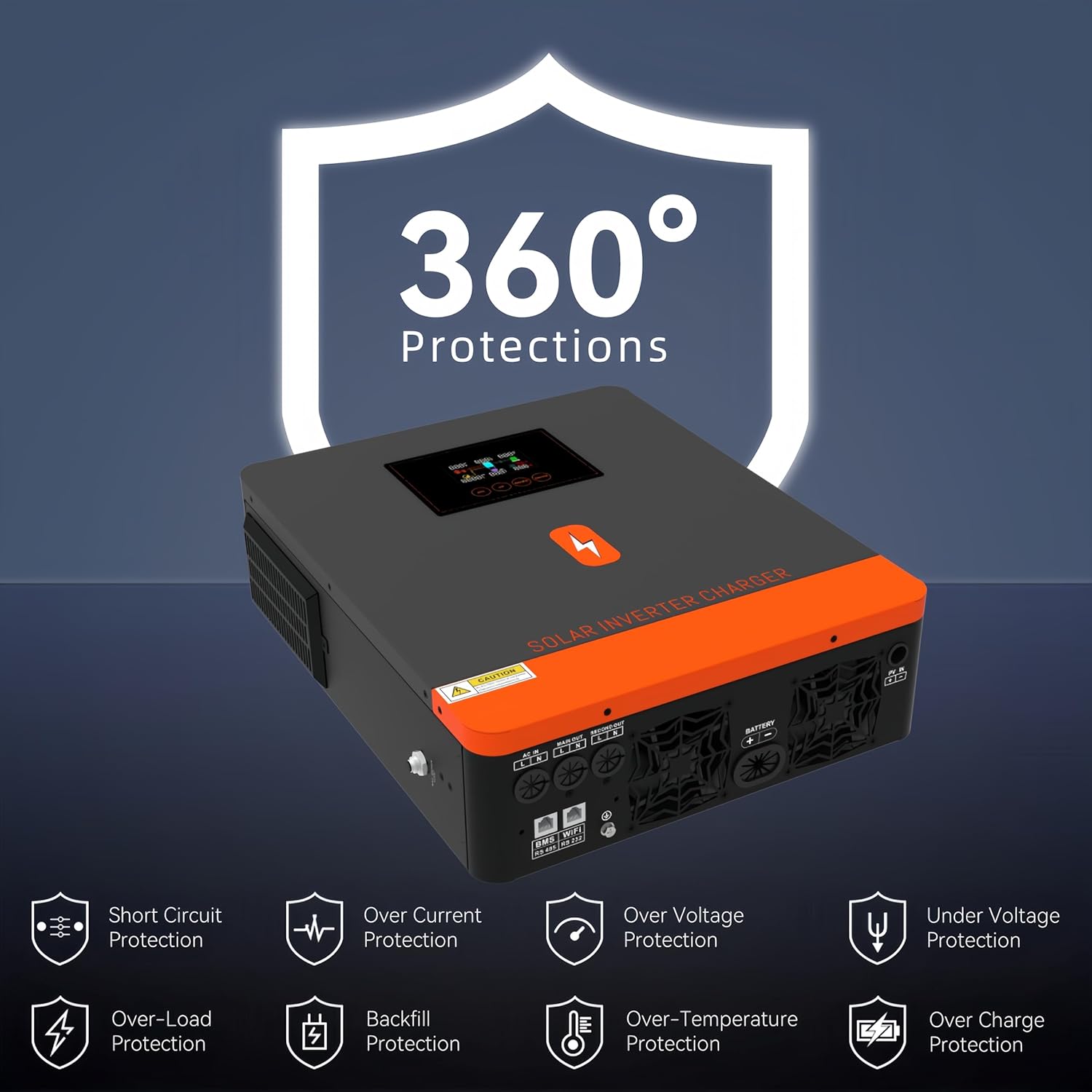 PowMr 3600W Solar Inverter 24V DC to 110V AC, Pure Sine Wave Power Inverter with 120A MPPT Controller and 80A AC Charger, Max.PV Input 4200W, 500VDC, fit for 24V Lead-Acid and Lithium Batteries