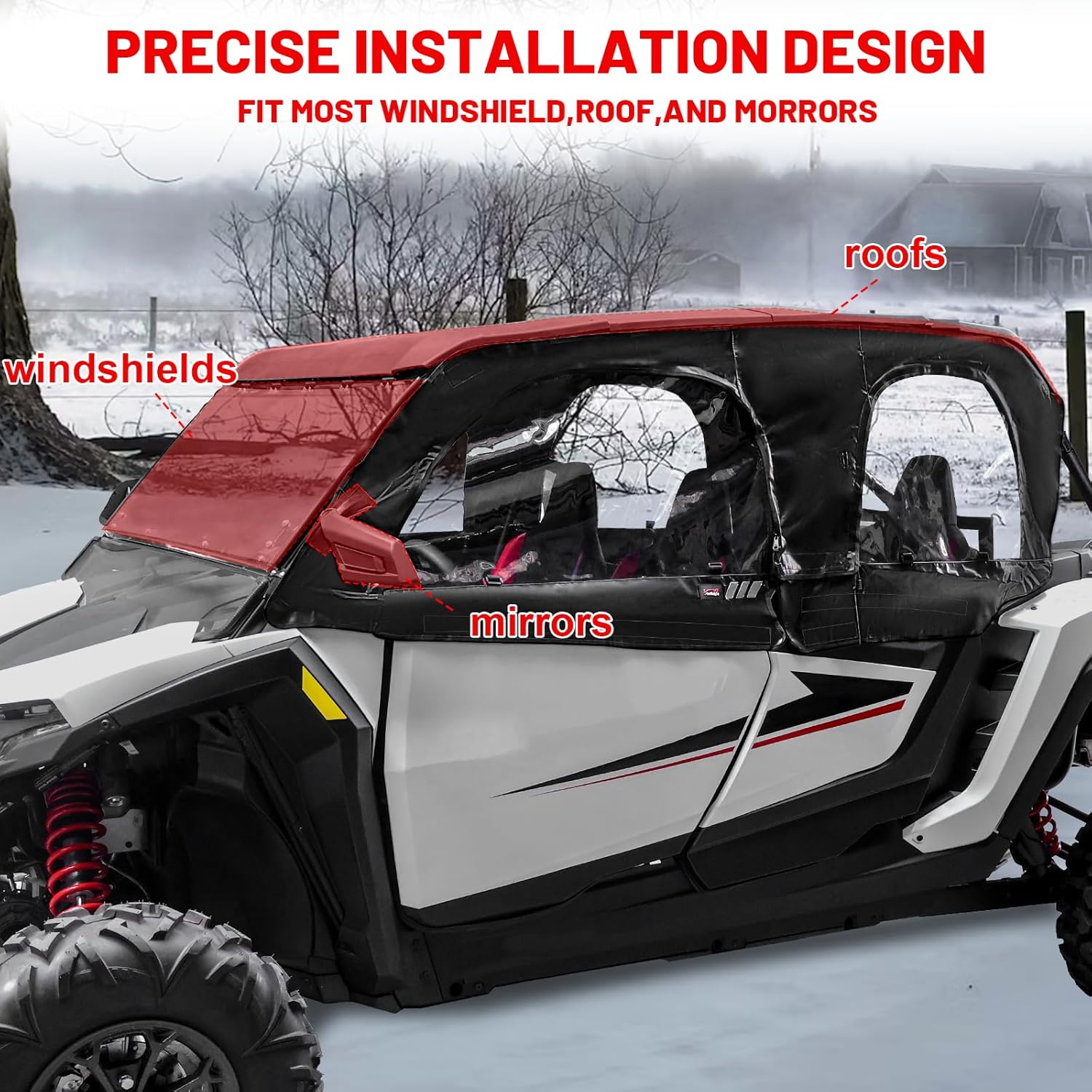 StarknightMT 2024+ RZR XP 4 1000 Cab Enclosure Soft Upper Doors Compatible With Polaris RZR XP 4 1000 2024 2025 Soft Door Panel Windshield With Vent Side Windows Accessories 4 Seaters