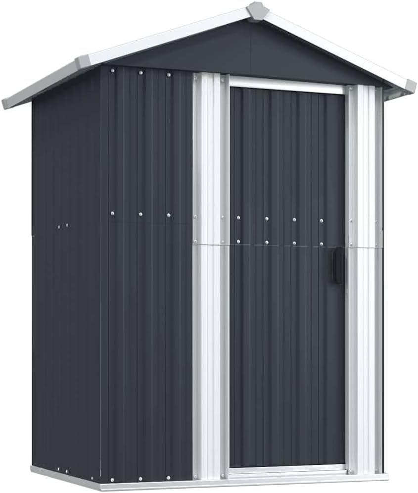 vidaXL Anthracite Galvanized Steel Garden Shed, 49.6