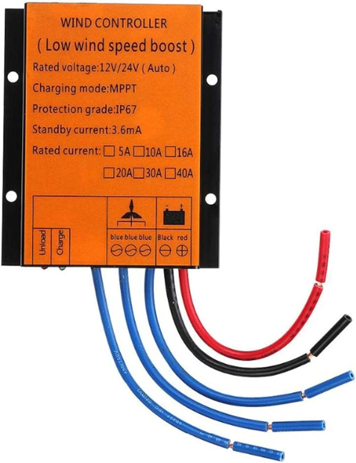 48V 800W Waterproof Wind Turbine Controller,16A Waterproof Solar Panel Controlle for Flooded Lead-Acid Vented Sealed Gel Nicd Lithium Battery,48V