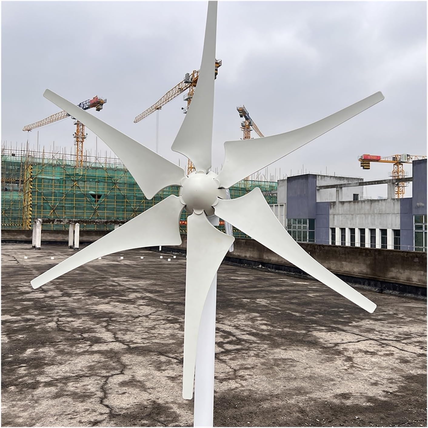 5000W Windmill 12V 24V 48V 6 Blades Wind Turbine Generator with MPPT Controller Low Start Wind Speed for Off Grid System Low Starting Speed for Home(Hybrid Control,6 Blades_48V)