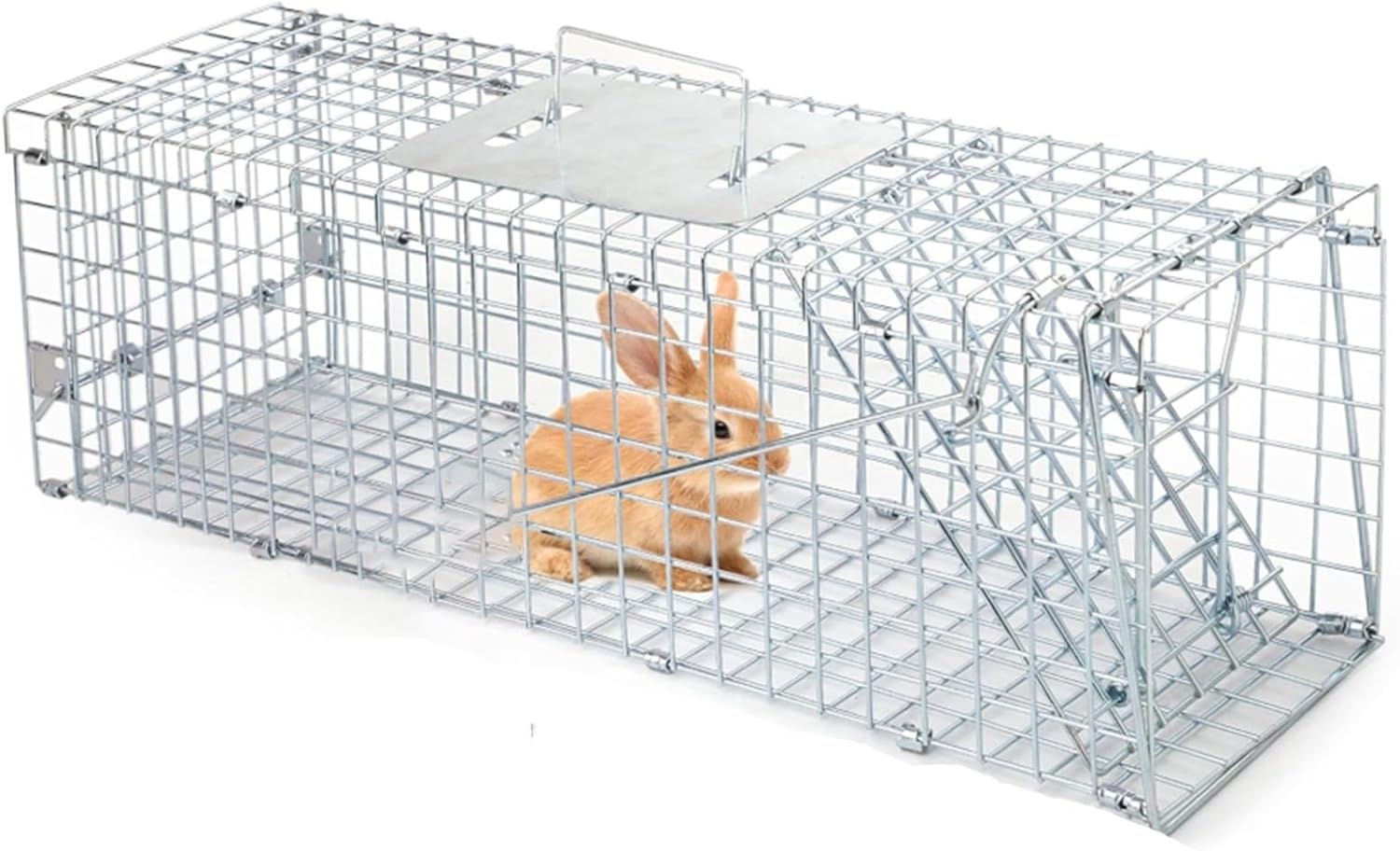 Live Animal Cage Trap, Heavy Duty Folding Raccoon Traps, Rodent Cage,Foldable Cat Cage for Rabbits, Groundhog, Stray Cat, Squirrel, Raccoon, Mole, Gopher, Chicken(108 * 40 * 45cm)