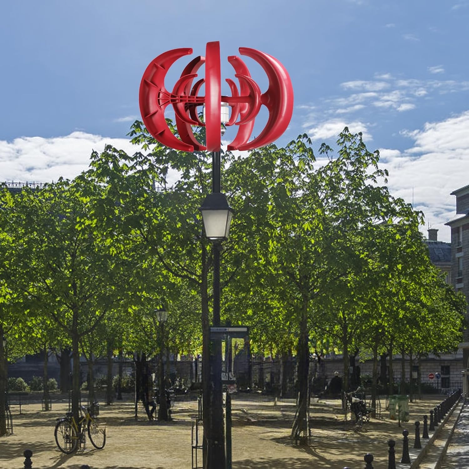 600W 5-Blade Vertical Axis Wind Turbine Generator Kit, DC12V Windmill Generator,Electromagnetic Power Production, Efficient Wind Energy Converter Red