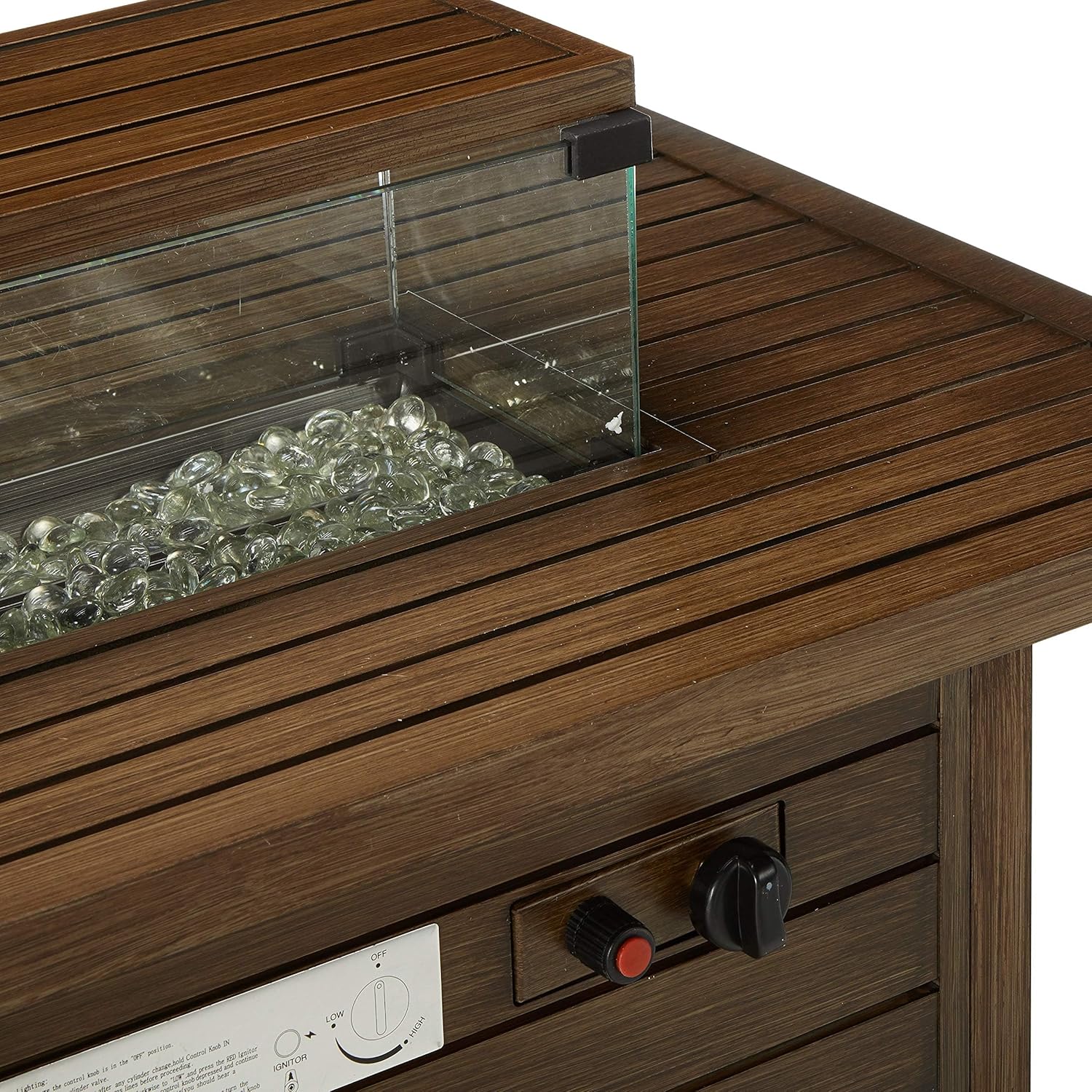 57 in Propane Fire Pit Table, 50000BTU, Retangular Outdoor Gas Fire Pit Table, Firepit Table with Lid Wind Guard, ETL Certification, for Garden Backyard Deck Patio Camping Party