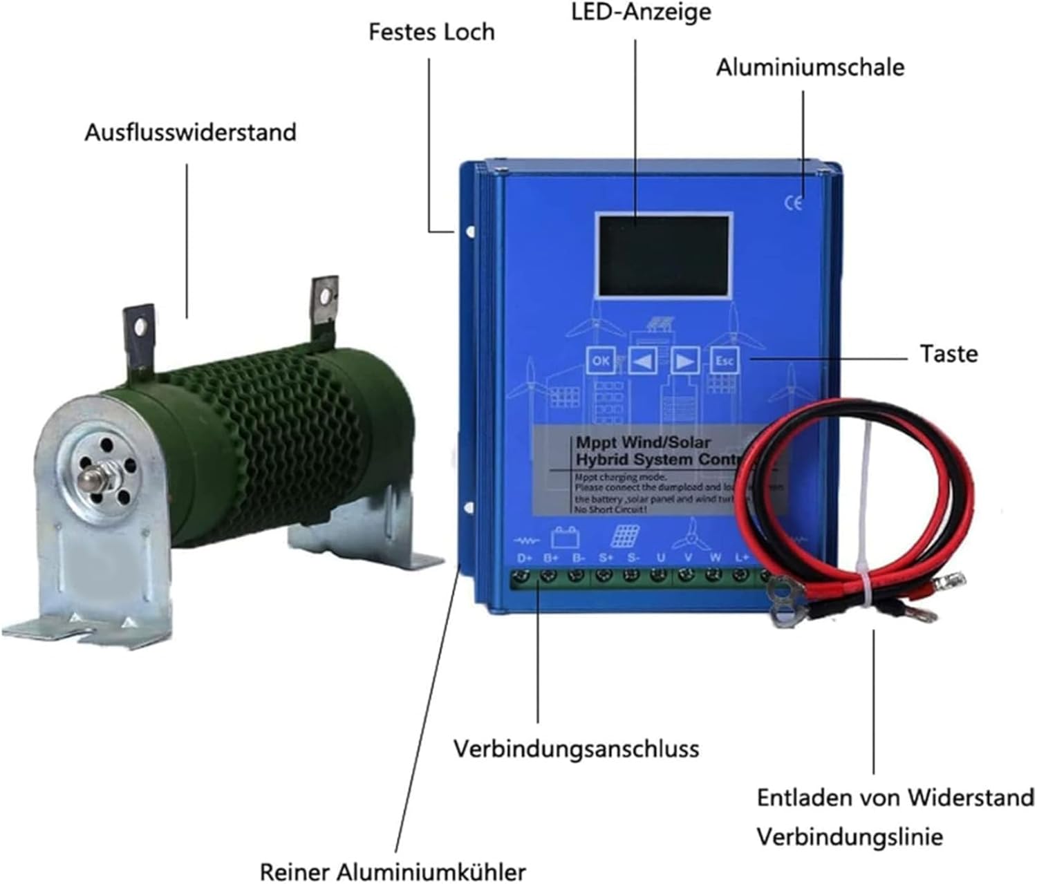 48V, 1000W-5000W MPPT Solar Charge Controller 12V 24V 48V 220V, Wind Solar Hybrid Charge Controller with Dump Load for Wind Turbine & Solar Panel