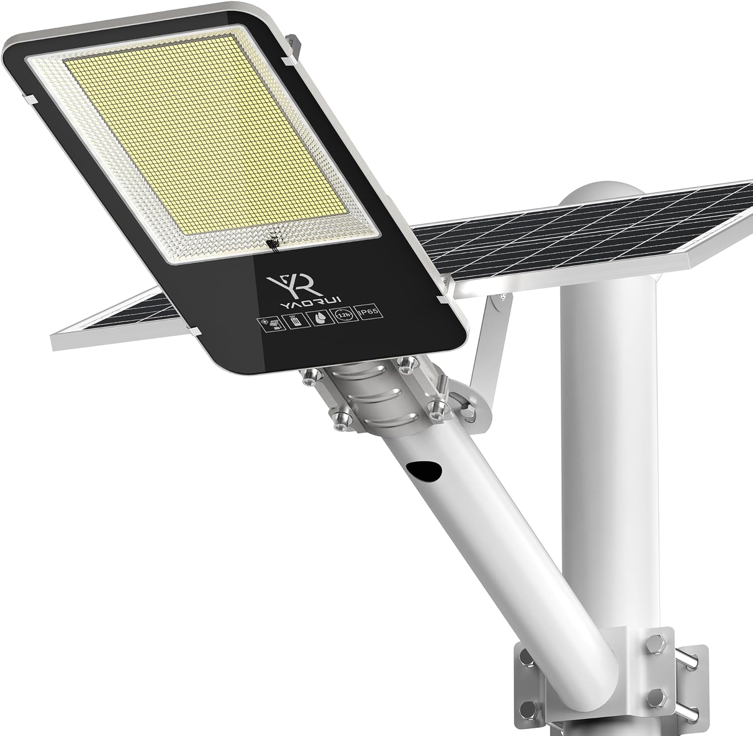 Solar Street Light Outdoor, Commercial Parking Lot Lights Dusk to Dawn with Motion Sensor, Heavy Duty Solar Lights Outdoor Waterproof IP65, LED 6500K 30000LM, for Driveways, Garage, Yard