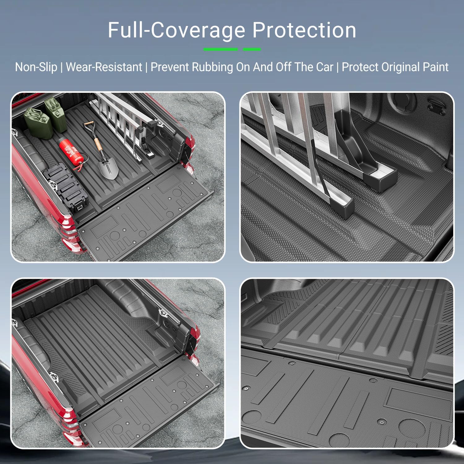 Truck Mat Tailgate Mat Compatible with 2022-2026 Nissan Frontier TPE Truck Liner Replacement for 2022 2023 2024 2025 2026 Nissan Frontier Accessories (Circle Style Tailgate Mat+Truck Mat)