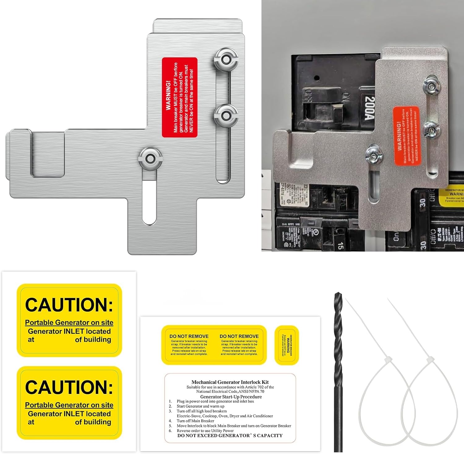 50A Generator Setup SS2-50P Power Inlet Box with Interlock Kit (suiable for Siemens/Murray 150/200A Panel), Safety Solution for homeowners During Outage