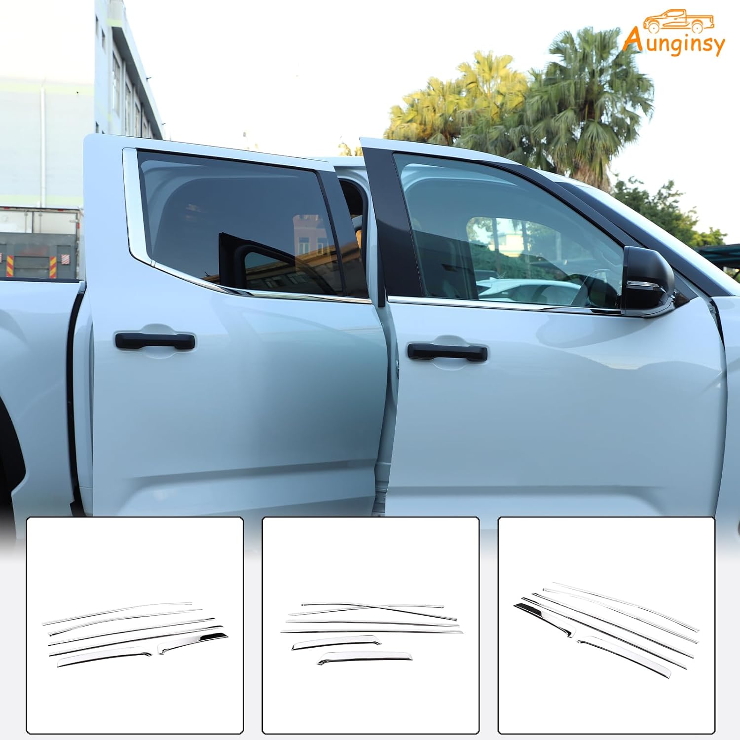 Car Exterior Side Window Decorative Bright Strip Cover Fit Toyot@a Tundra 2022-2025 Outer Window Door Body Side Strip Scratch-Proof Molding Polished Stainless Steel Reflective Pre-Cut Trim Accessories