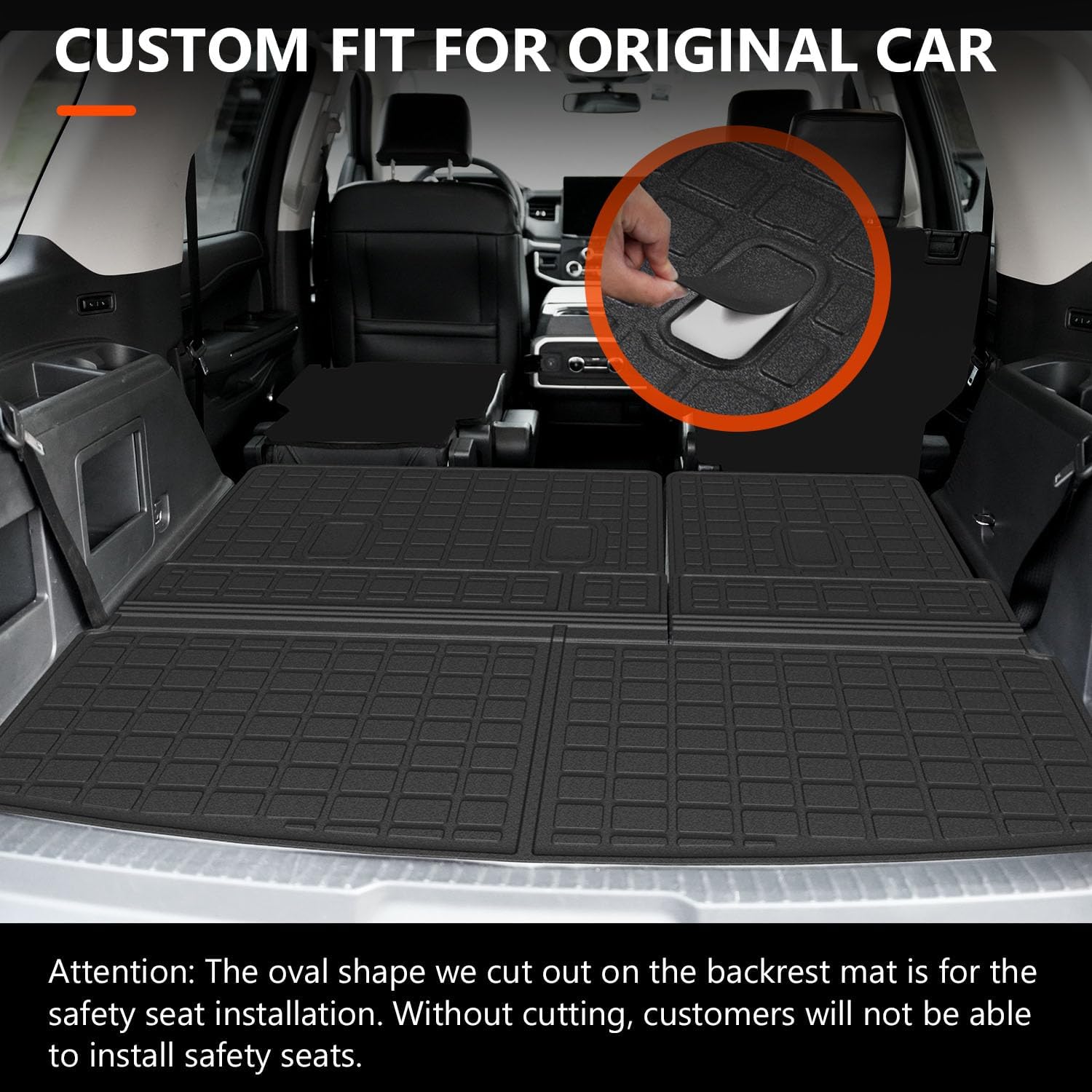 powoq 7-Seat Floor Mat Compatible with 18-24 Ford Expedition Cargo Liner 3rd Backrest Mat Replacement for 2018-2024 Ford Expedition Accessories（Trunk Mat+3rd Row Backrest Mat+Floor Mat