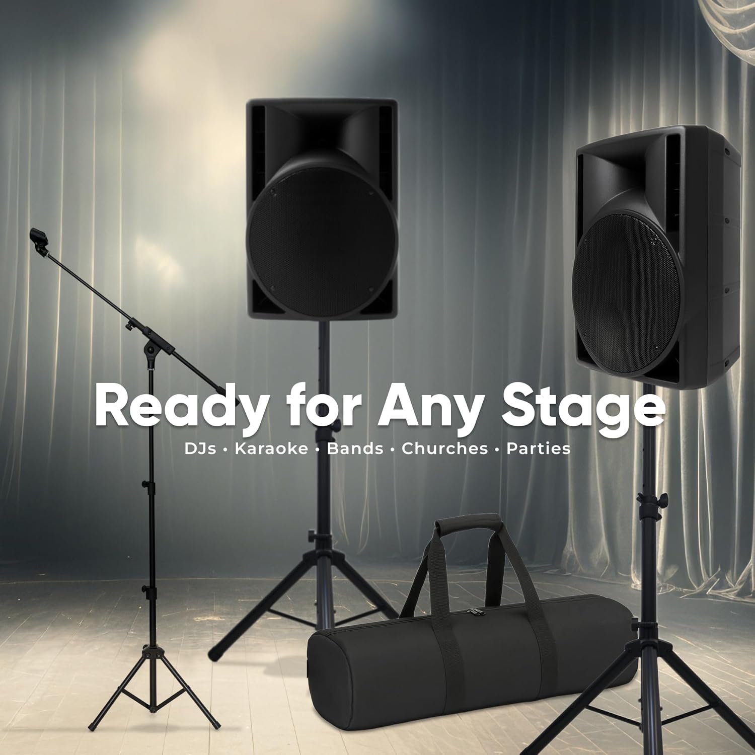 BOWENS 10 Inch 1000W PA System with Microphone – Portable DJ Speakers with Bluetooth, USB/SD, LCD Display & Remote Control – Pro PA Speaker System, 150W RMS Big Speaker for Parties & Events