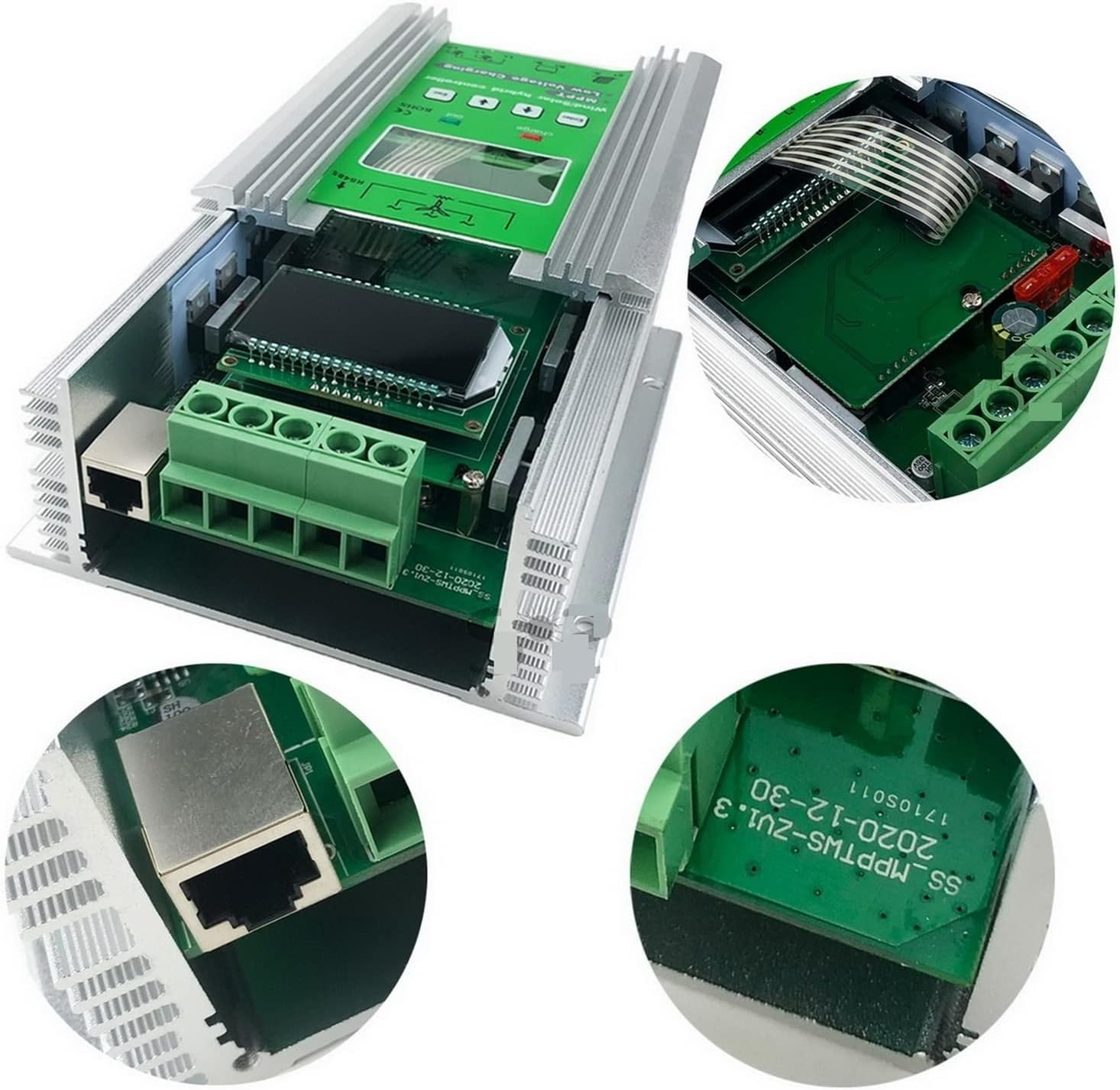 Charge Controller, 12V 24V 48V 3000W Wind Solar Hybrid Charge Controller Regulator for Solar Panel Wind Turbine for Lifepo4 Lithium Lead Acid(W Solar X W,Without WiFi)