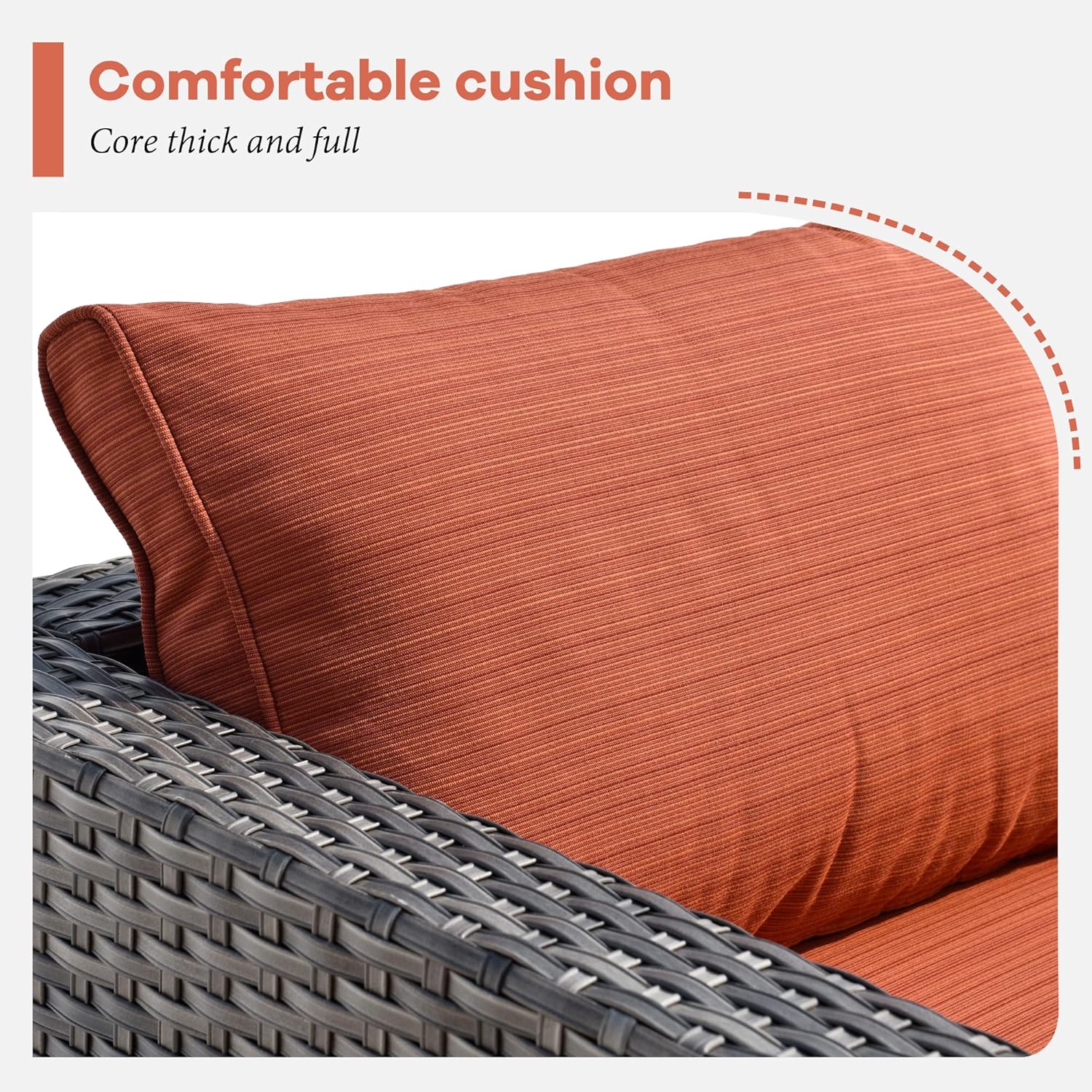 HOOOWOOO Patio Outdoor Furniture Sectional Couch Set with Propane Fire Pit Table,13 Piece Wicker Weather Resistant Conversation Set,Modern Corner L Shaped Modular Sofa Set for Yard(Orange Red)