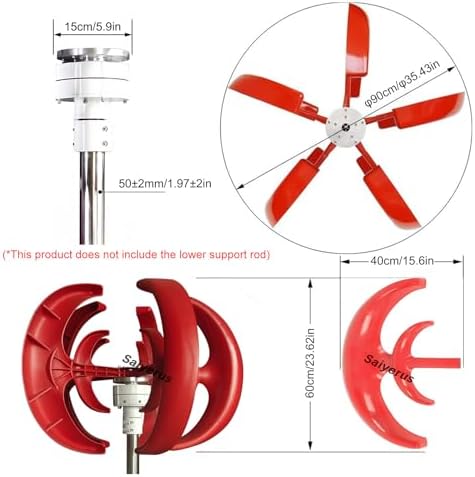 Wind Turbine Home Use Horizontal Generator Kits Blades with Controller12000W Vertical Wind Turbine Generator Kit - 12V/24V/48V Electricity Set with 5 Blades for Home, Boat, Marine, and Stree