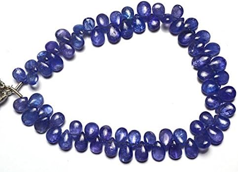 LKBEADS 1 Strand Natural Tanzanite Gemstone 5x7 to 6x8MM Smooth Pear Shape Briolettes 8 Inches