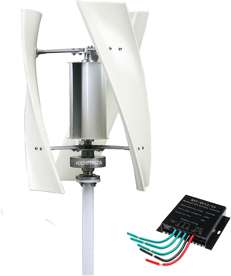 Vertical Low Noise Wind Turbine Generator, 10000W 12V 24V 48V Low Speed Home Wind Turbine W/Controller 3 Blades Suitable for Villages and Mountainous Areas