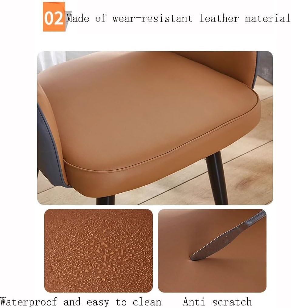 WKWKW Kitchen Kitchen Dining Chairs Wear Resistant Leather Modern Living Dining Room Accent Arm Chairs Carbon Steel Legs Office Lounge Chair(Yellow+Grey)