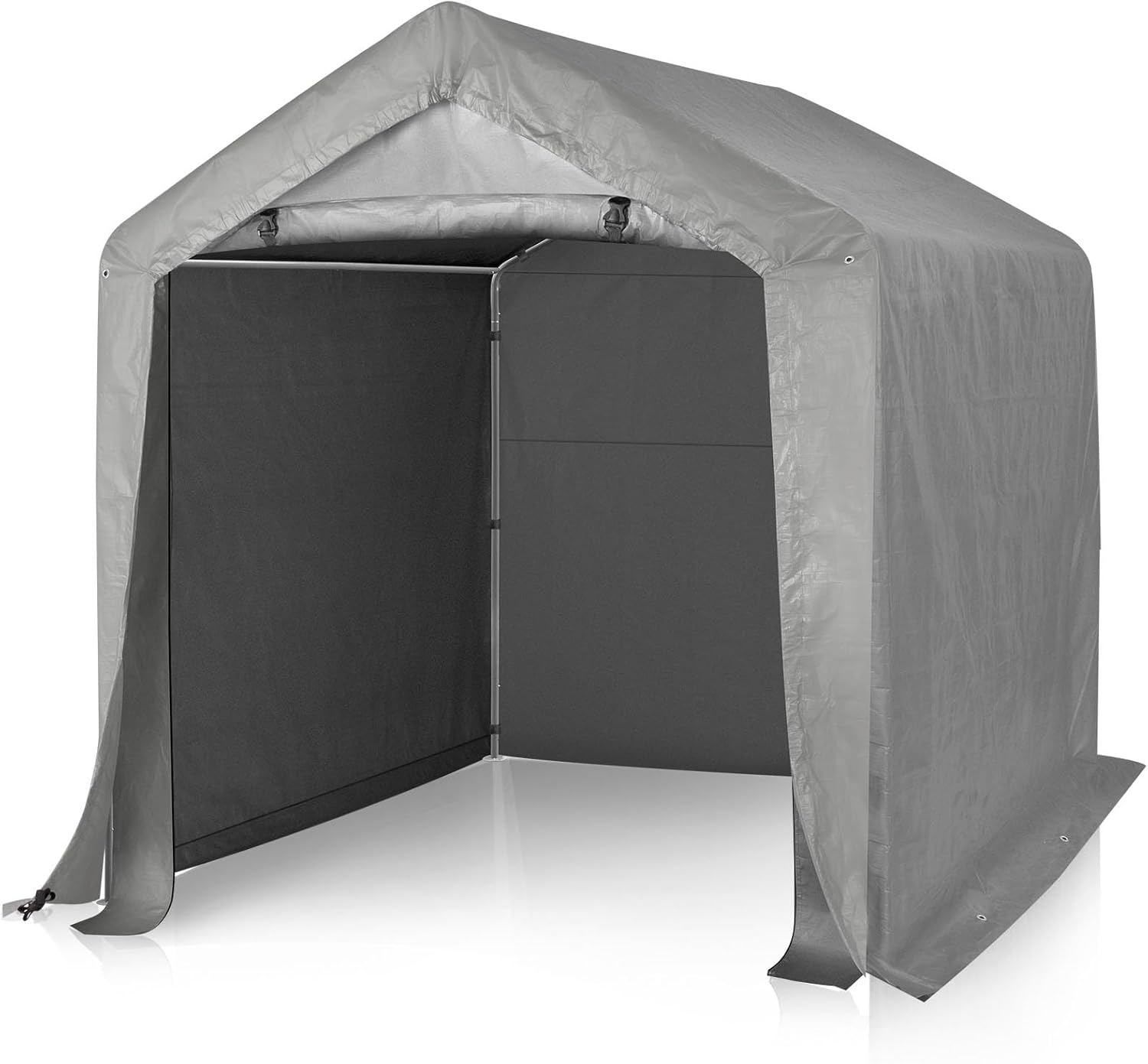 VINGLI Outdoor Portable Storage Shed, Heavy Duty Bike Tent with Roll-up Zipper Door, Waterproof and UV Resistent Carport for Motorcycle, Garden Tools and Firewood (6x6x6.5ft)