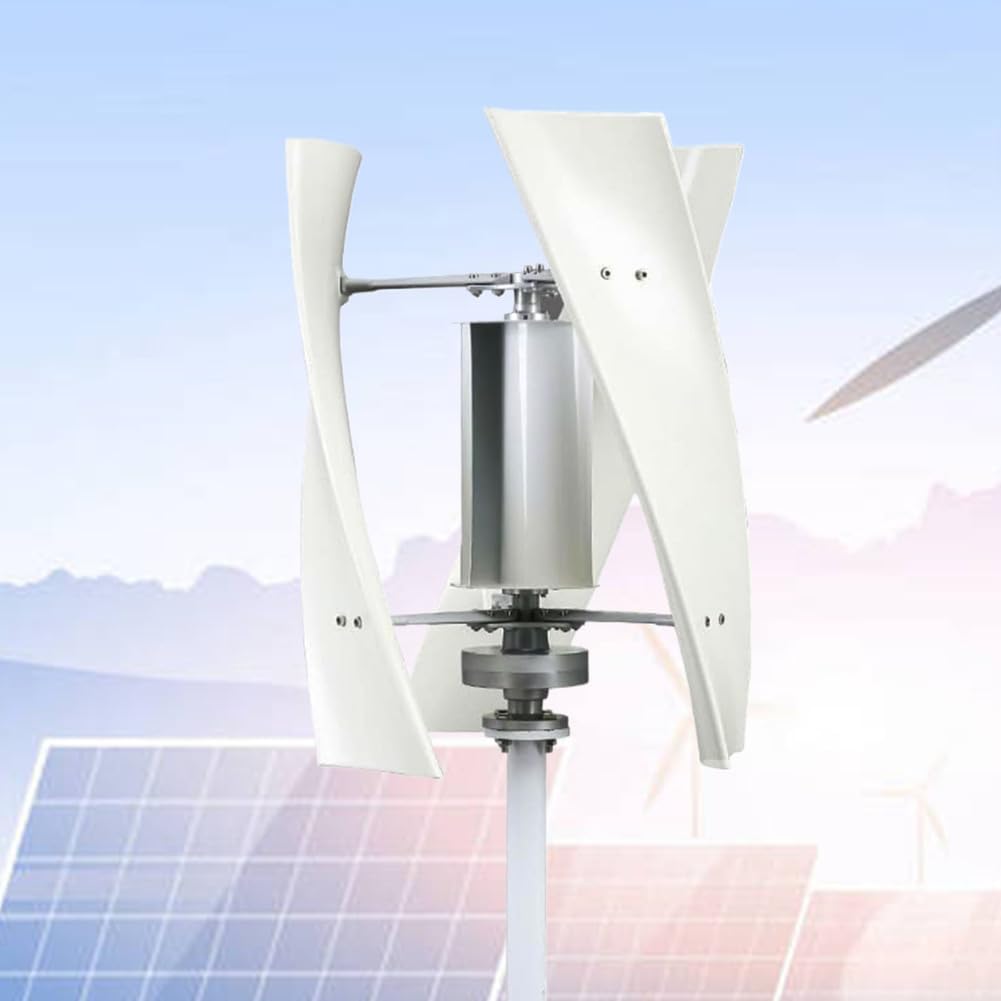 Vertical Axis Wind Turbine, 3 Blades Low Noise 12V/24V 48V 220V Generator Windmill Generate Turbin Complete Set for Family with Controller (8000W-White)