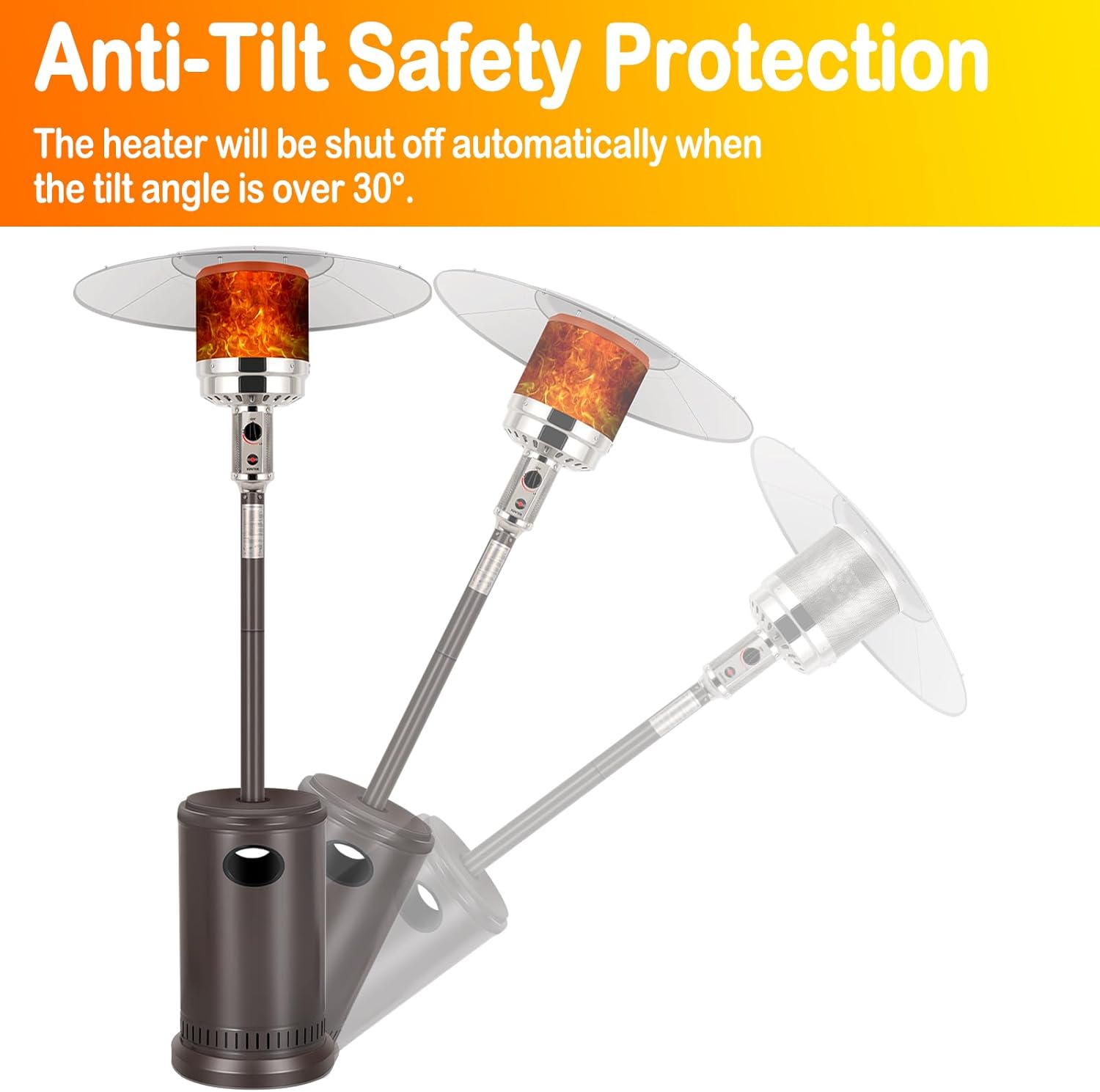 Hykolity 50,000 BTU Patio Heater with Sand Box, Table Design, Double-Layer Stainless Steel Burner, Wheels, Tip-over Protection System, Outdoor Heater for Home and Residential, Brown