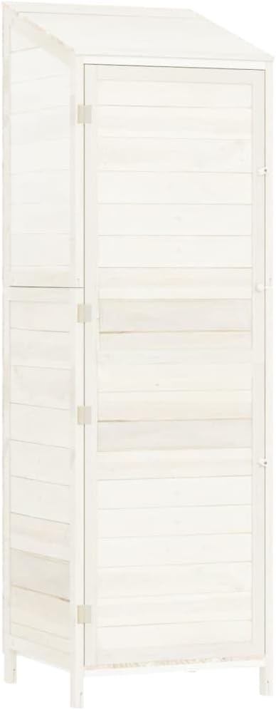 'vidaXL Outdoor Garden Shed - Compact Solid Fir Wood Storage Unit in White, Sized at 21.7