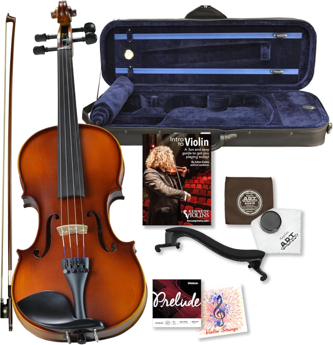Ricard Bunnel G2 Violin Outfit Clearance 3/4 Size - Carrying Case and Accessories Included - Solid Maple Wood and Ebony Fittings By Kennedy Violins