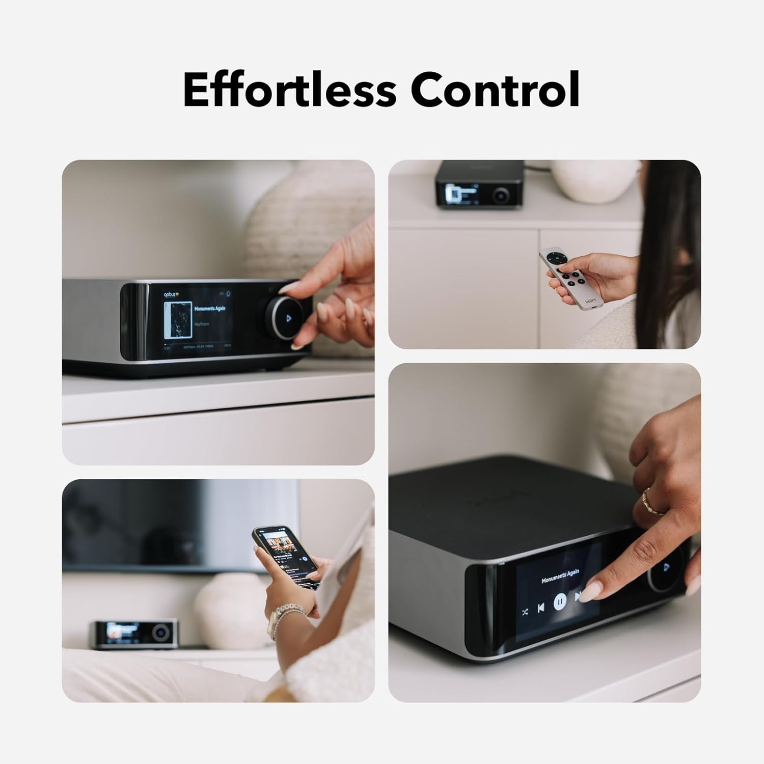 WiiM Amp Ultra with Voice Remote 2 | 100W Streaming Amplifier with Premium ESS ES9039Q2M DAC & Dual TI TPA3255 Amps | Built-in RoomFit EQ & Touchscreen | HDMI ARC, Optical, RCA Inputs | Silver