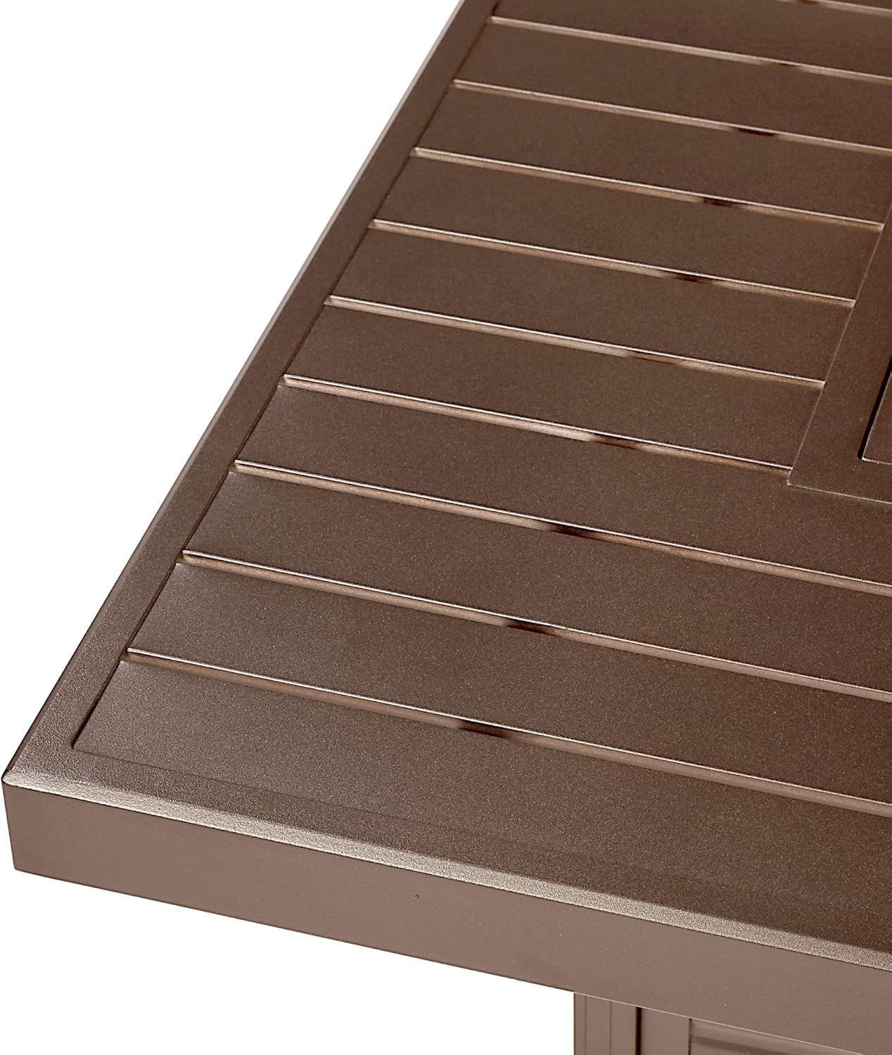 Square 42 in. x 42 in. Aluminum Propane Fire Pit Table with Glass Beads, Two Covers, Lid, 57,000 BTUs in Brown Finish