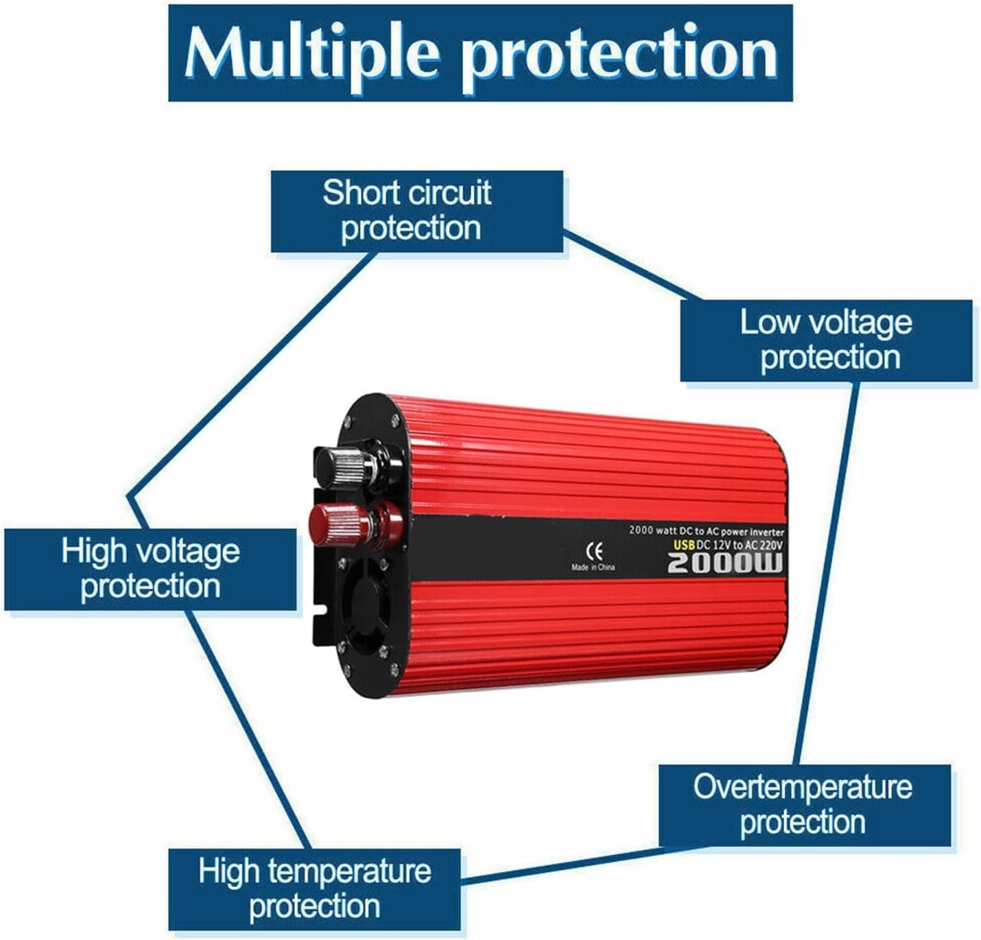 CHRISK 5000W Hoist Type Wind Turbine Generator Kit Wind Turbine with Controller+2000W Inverter+100W *2 Solar Panel Vertical Axis Power Generation