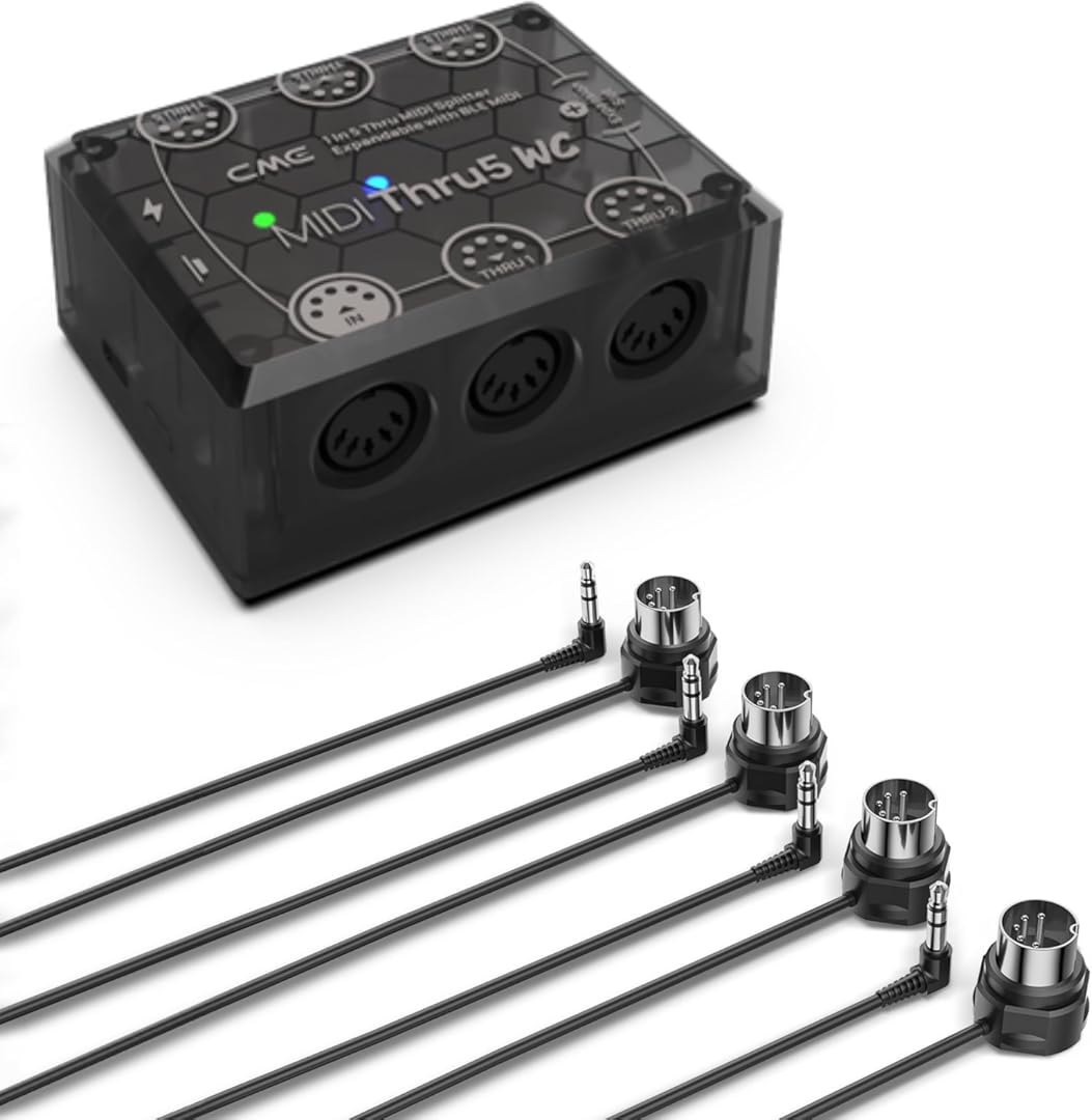 CME MIDI Thru5 WC + 4-Pack 3FT TRS 3.5 Type A MIDI Cables
