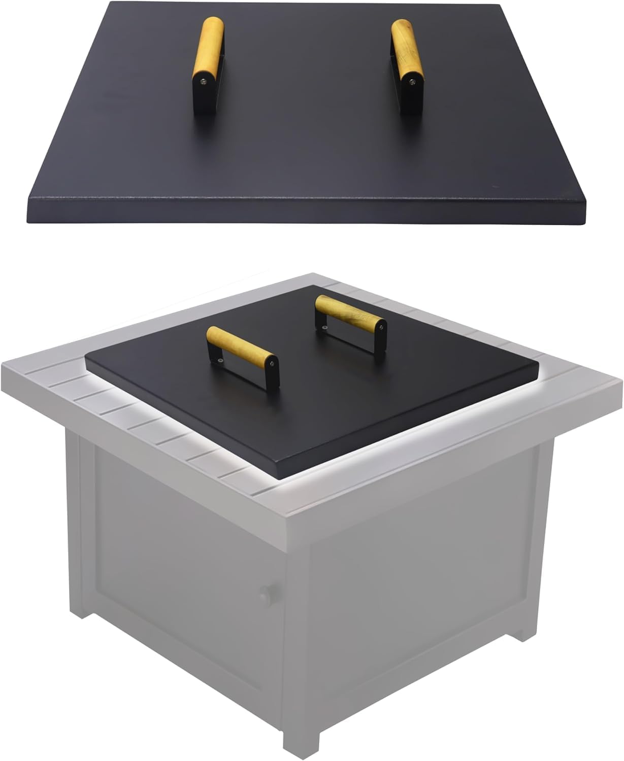 FEBTECH- Fire Pit Insert Square lid - 34 x 34 Inch - Linear Drop-in Burner Pan - Fire Pit Square lid - FirePit Table Lid, Compatible for Firepit & Firepit Table Inside Dia Up to 32