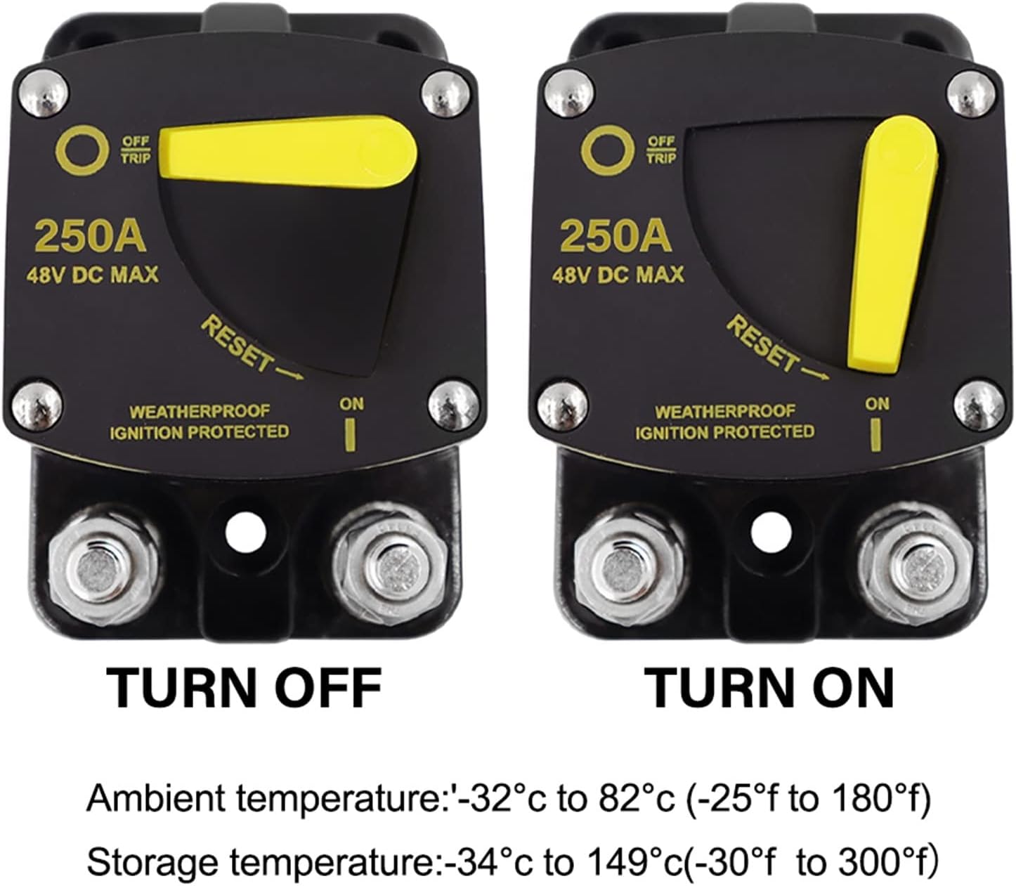50A 60A 80A 100A 150A 200A 250A 300A AMP Circuit Breaker Fuse Reset 12-48V DC Car Audio Amplifier Breaker Waterproof 2022(Color:150a)