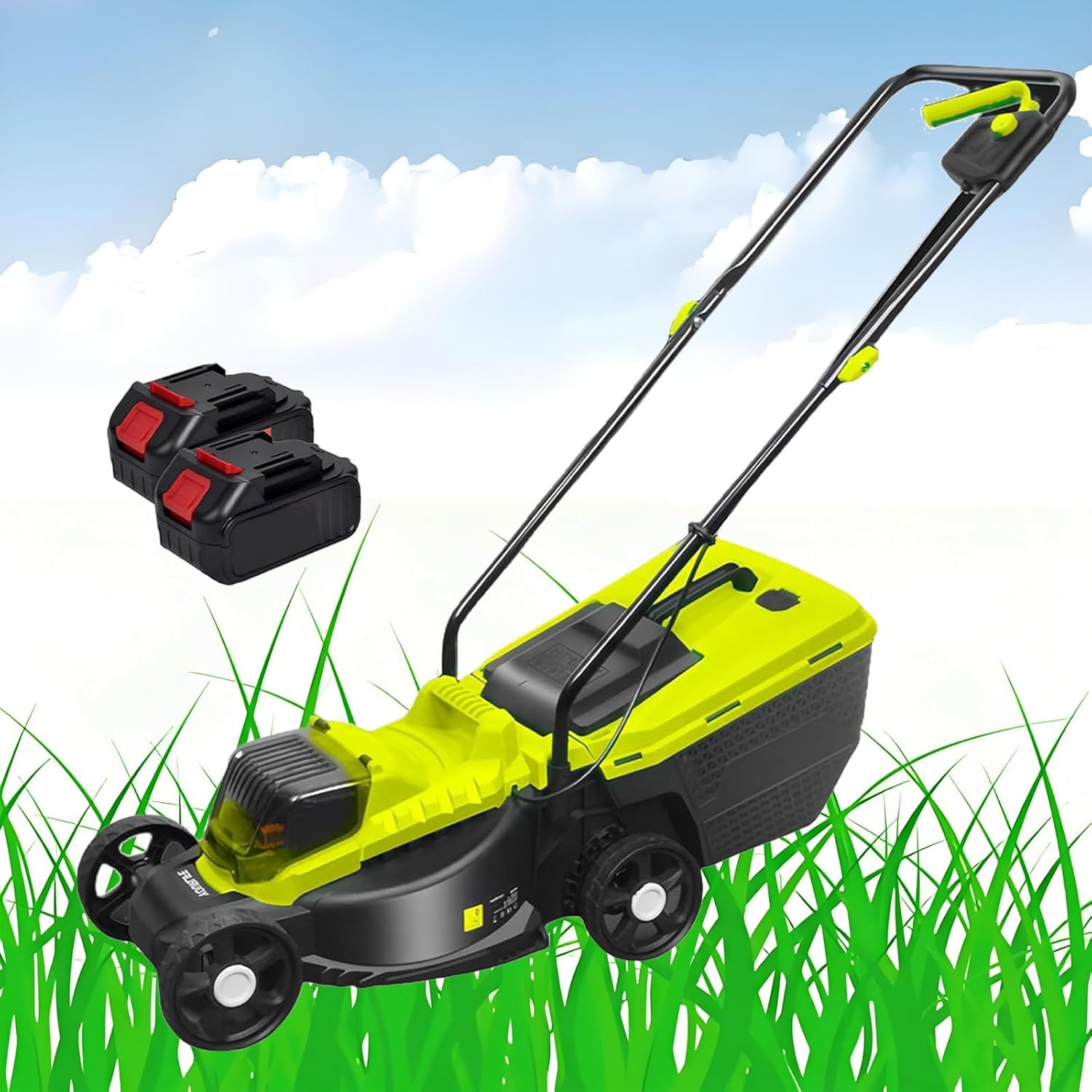 Lithium battery Cordless Lawn Mower, 40V Self Propelled Electric Lawn Mower with 13-inch Manganese Steel Blade, 3 Heights Adjustment, 16.5Ib Light Weight, for Garden, Yard and Farm,2 batteries
