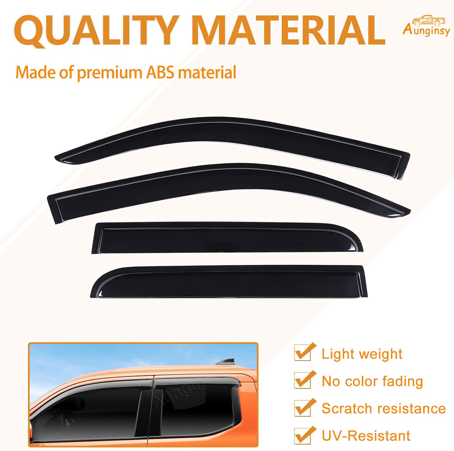 Side Window Rain Guards Visor Deflectors Compatible with 2024 2025 Toyota Tacoma Tinted Rain Guards SR SR5 TRD PreRunner Sport Off-Road i-FORCEMAX Limited Trailhunter Pro Accessories, Outside Mount