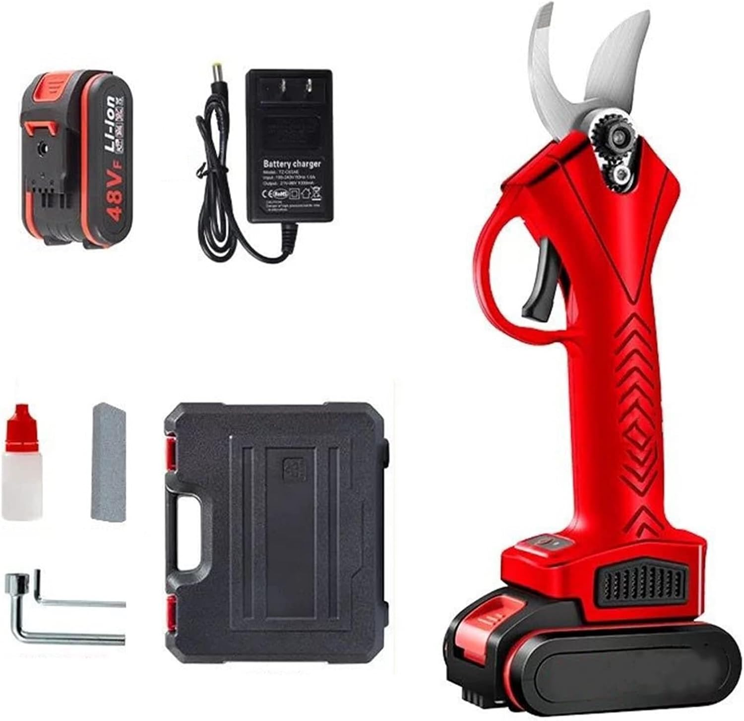 Gardening Pruning Shears Electric Scissors 30mm, Cordless Tree Pruner with 1pcs Rechargeable Battery, 2-4 Working Hours, Tree Branch Flowering Bushes Trimmers, Red