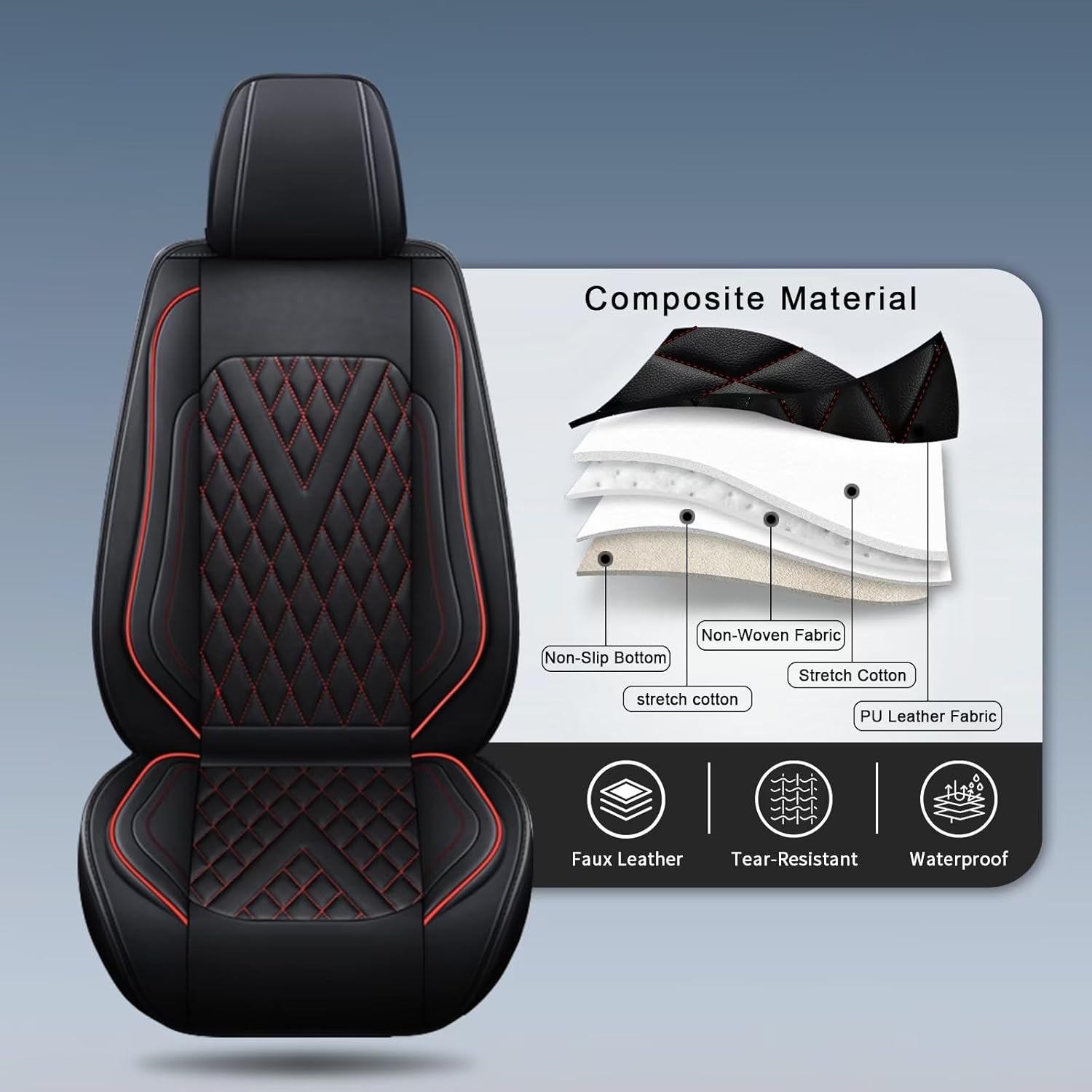 Car Seat Covers for Hyundai Santa Fe 2007-2025 2026 | Faux Leather Waterproof Seat Cover Seat Cushions Vehicle Accessories(2 Rows 5 Seats,Black)