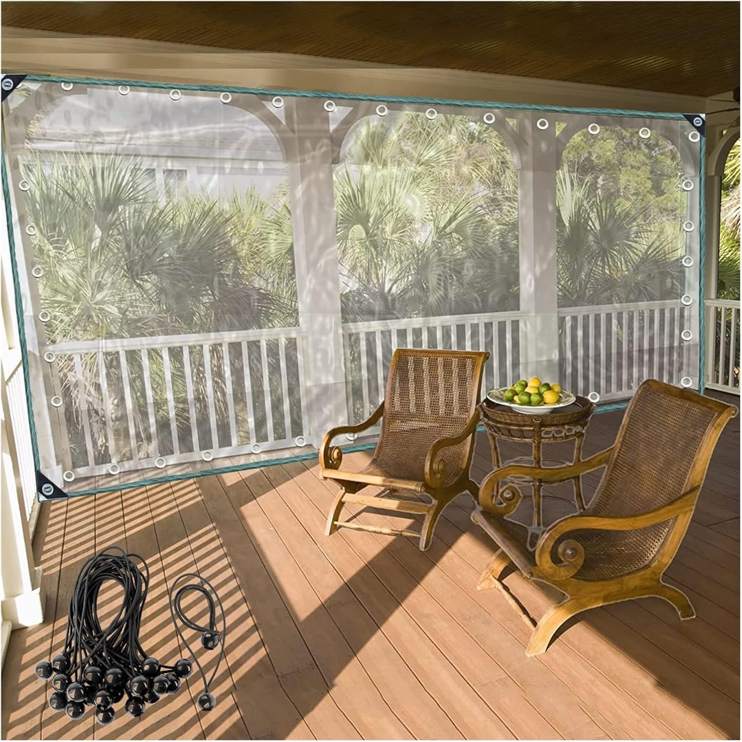 Clear PVC Vinyl Tarp Waterproof Plastic Dustproof Tarpaulin Cover with Eyelets, 0.35mm Greenhouse Garden Boat Camping Awning Canopy Patio Tent Cover (Size : 16x9ft/5x2.7m)