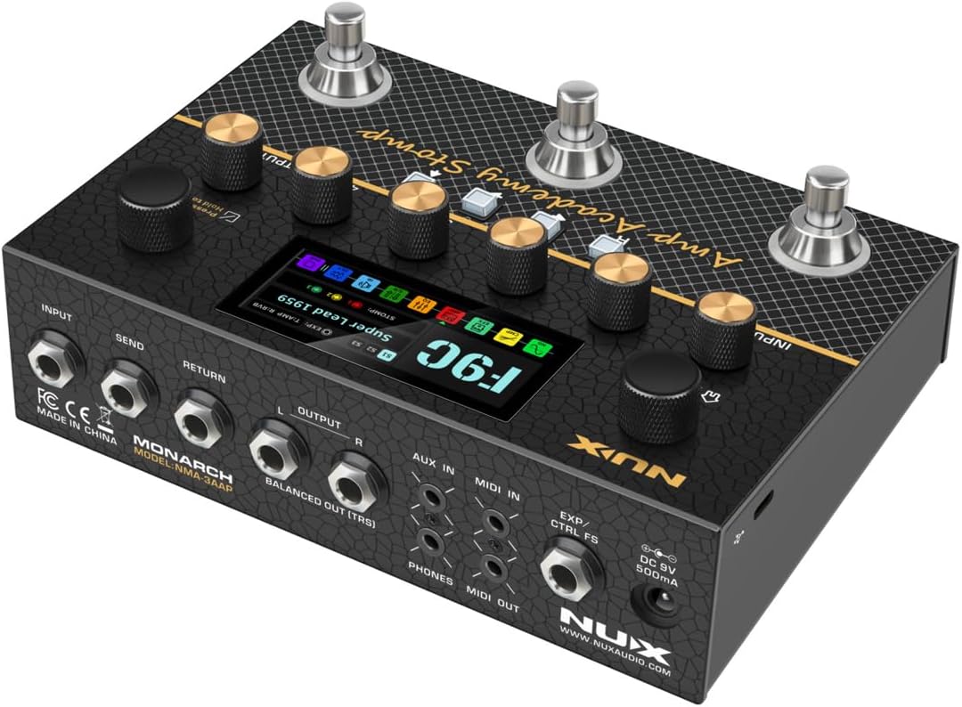 NUX Amp Academy Stomp Compact Amp Modeler, Multi Effects Pedal, 9 EFX blocks, Stereo IR Engine