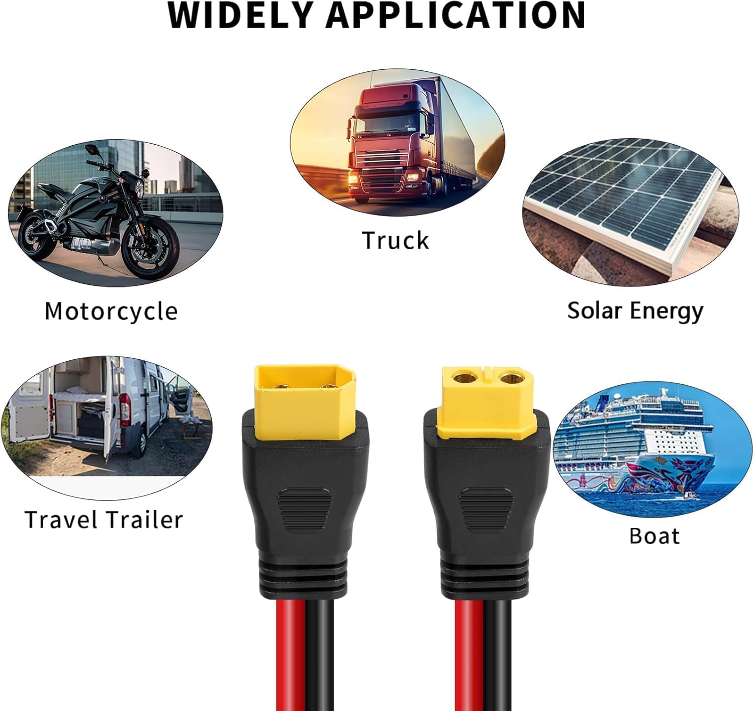 Ansoufien 10AWG XT60 Extension Cable 50FT, XT60 Cable with Male to Female Connector for Portable Power Station Solar Panel RC Battery