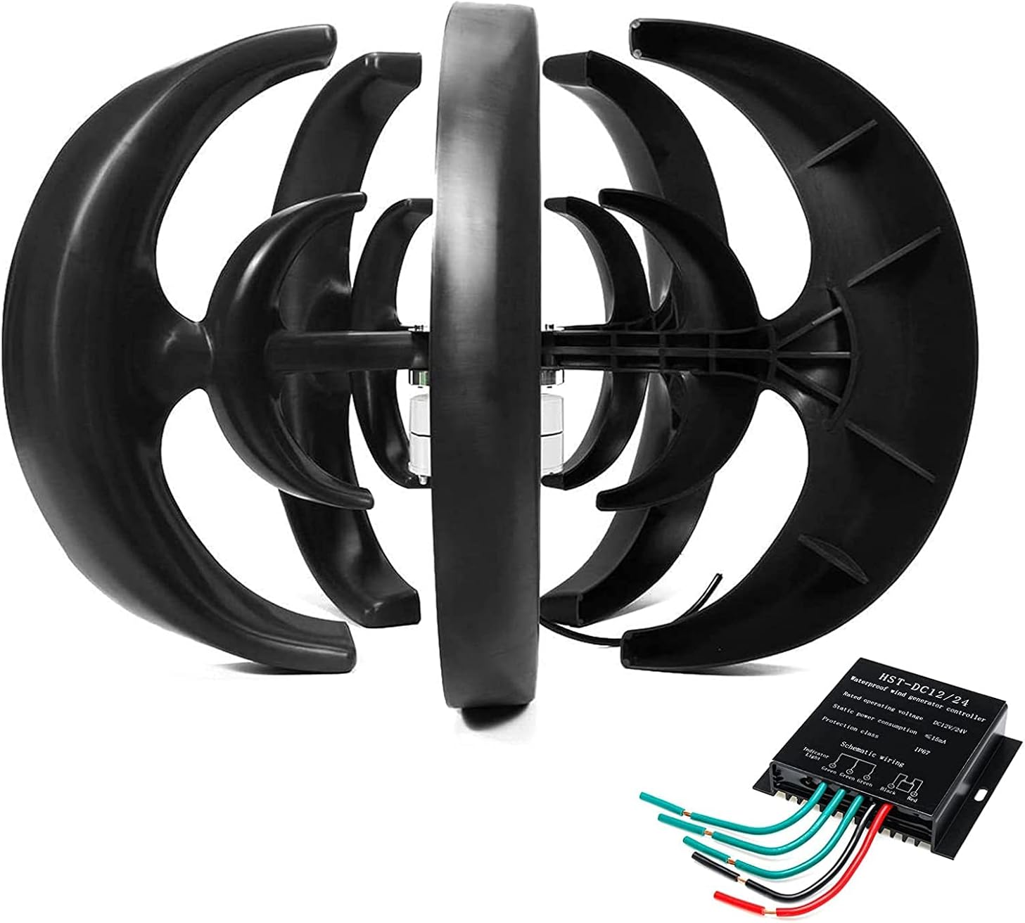 LiuSj JUnSt 8000W 5 Blades Free Energy Windmill Wind Power Small Wind Turbine Generator MPPT Controller for Home Use(Black)