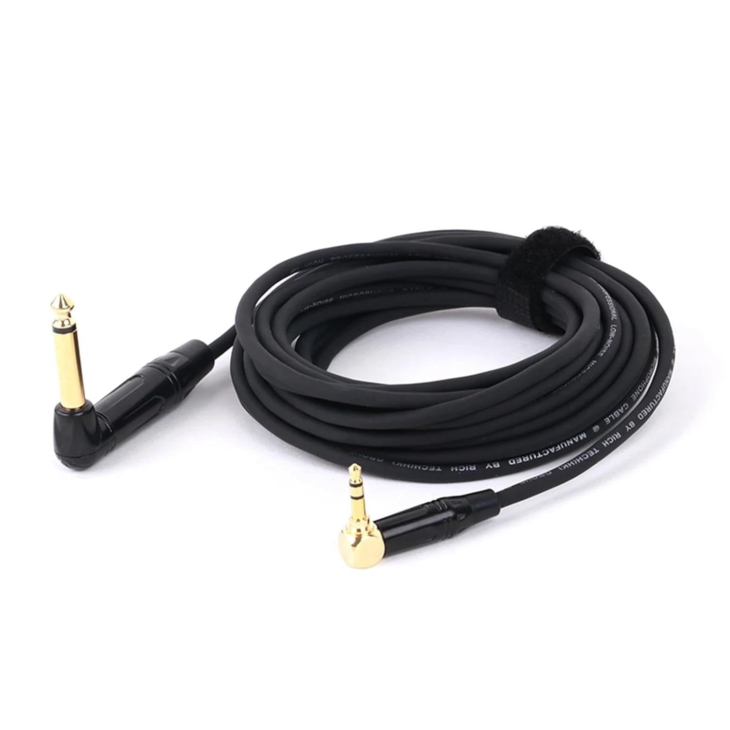 Pro Audio Cable 1PC Gold Plate Right Angle 6.35 Mono to 3.5 Stereo Unbalanced Speaker Amplifier Cable for Guitar Keyboard‎ Cable(Black,300cM)