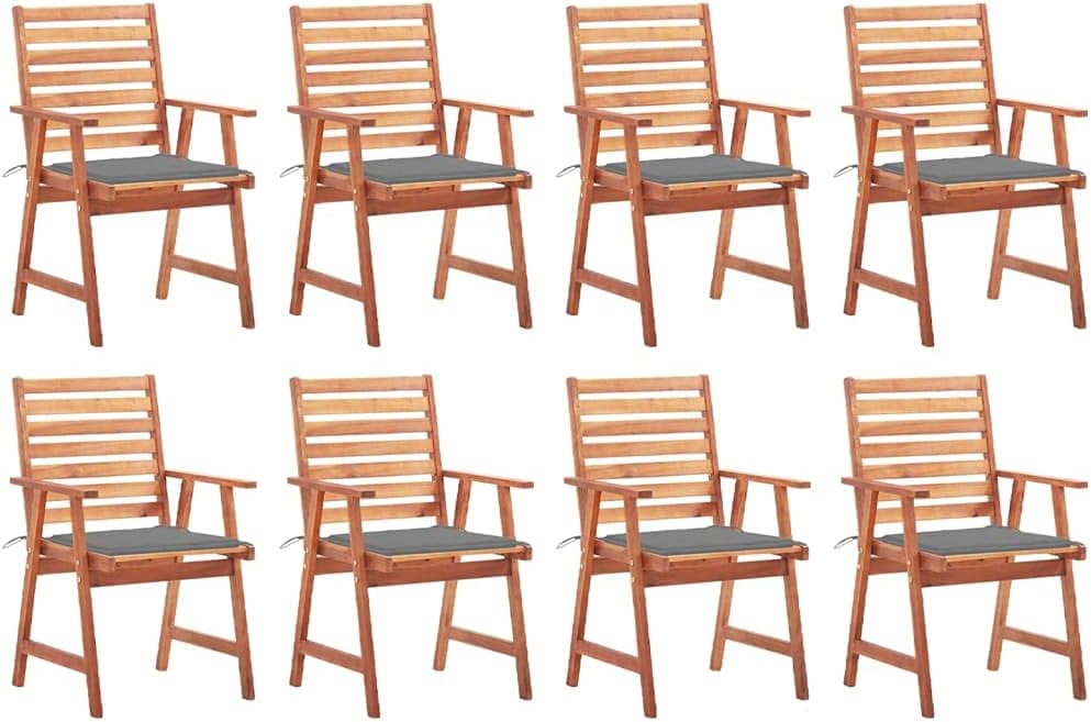 Patio Dining Chairs 8 pcs with Cushions Solid Acacia Wood,Acacia Wood Dining Chair Set with Water-Resistant Cushions for Patio, Garden, and, Fresco Dining Outdoor Furniture, Outdoor Chairs