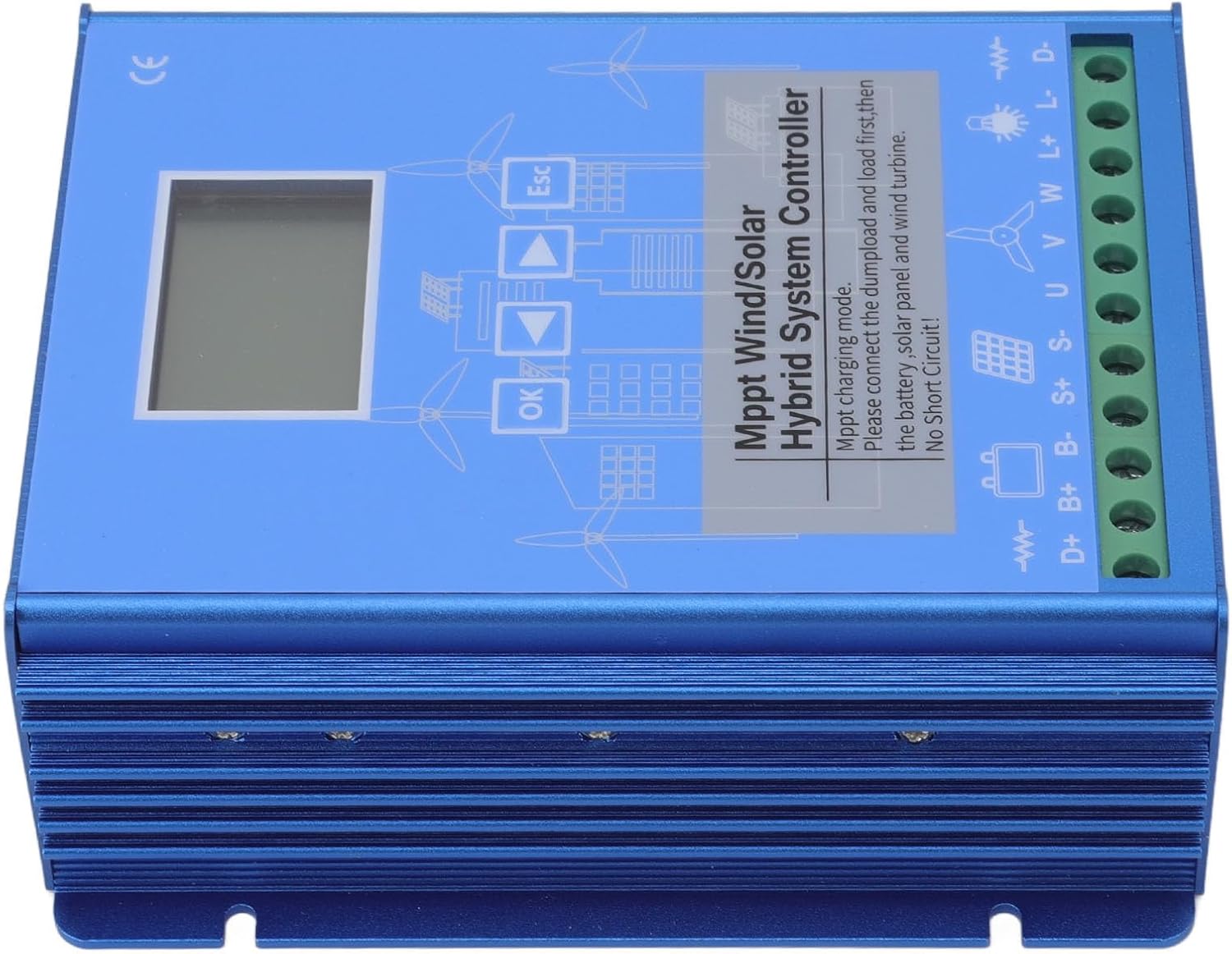 BRRNOO MPPT Solar Controller with LCD Screen, 24V/48V Wind Charge Controller for Solar Wind Systems