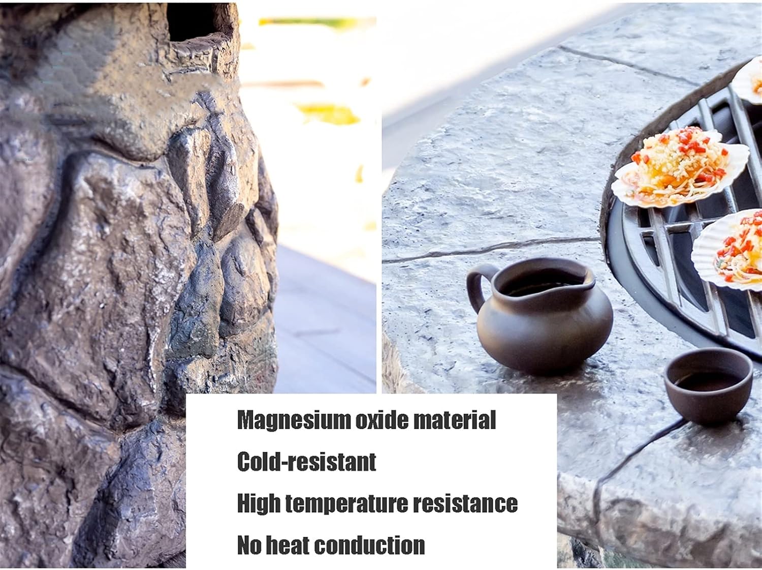 Fire Pits Outdoor Garden BBQ Wood Burning Fire Pit Bowl, 90cm Outdoor Imitation Stone Heater Fireplace, Used for Backyard Patio Picnic