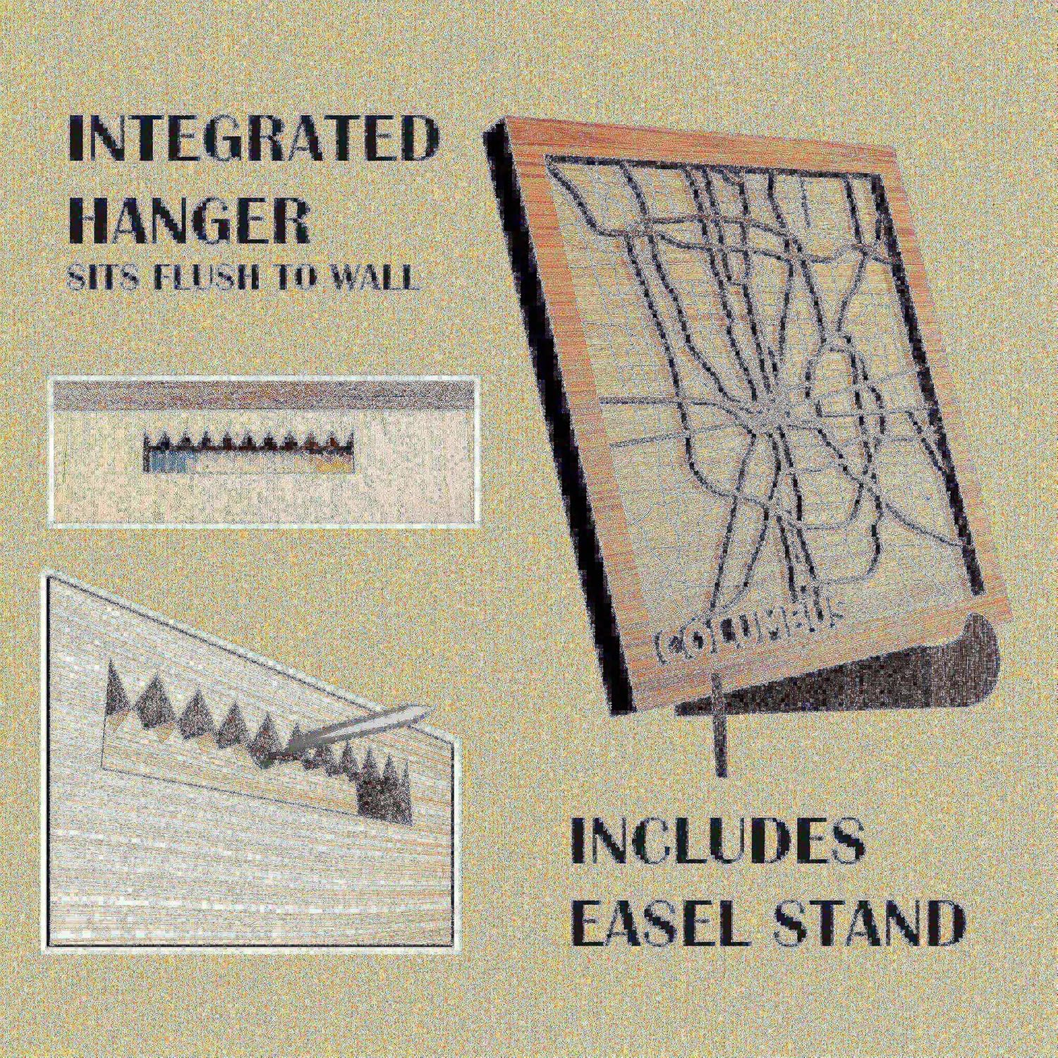 Columbus, OH, Home Essentials & Accessories, 3d Wood Map - Handmade in the USA - Cbus, Ohio Gift and Souvenir Maps